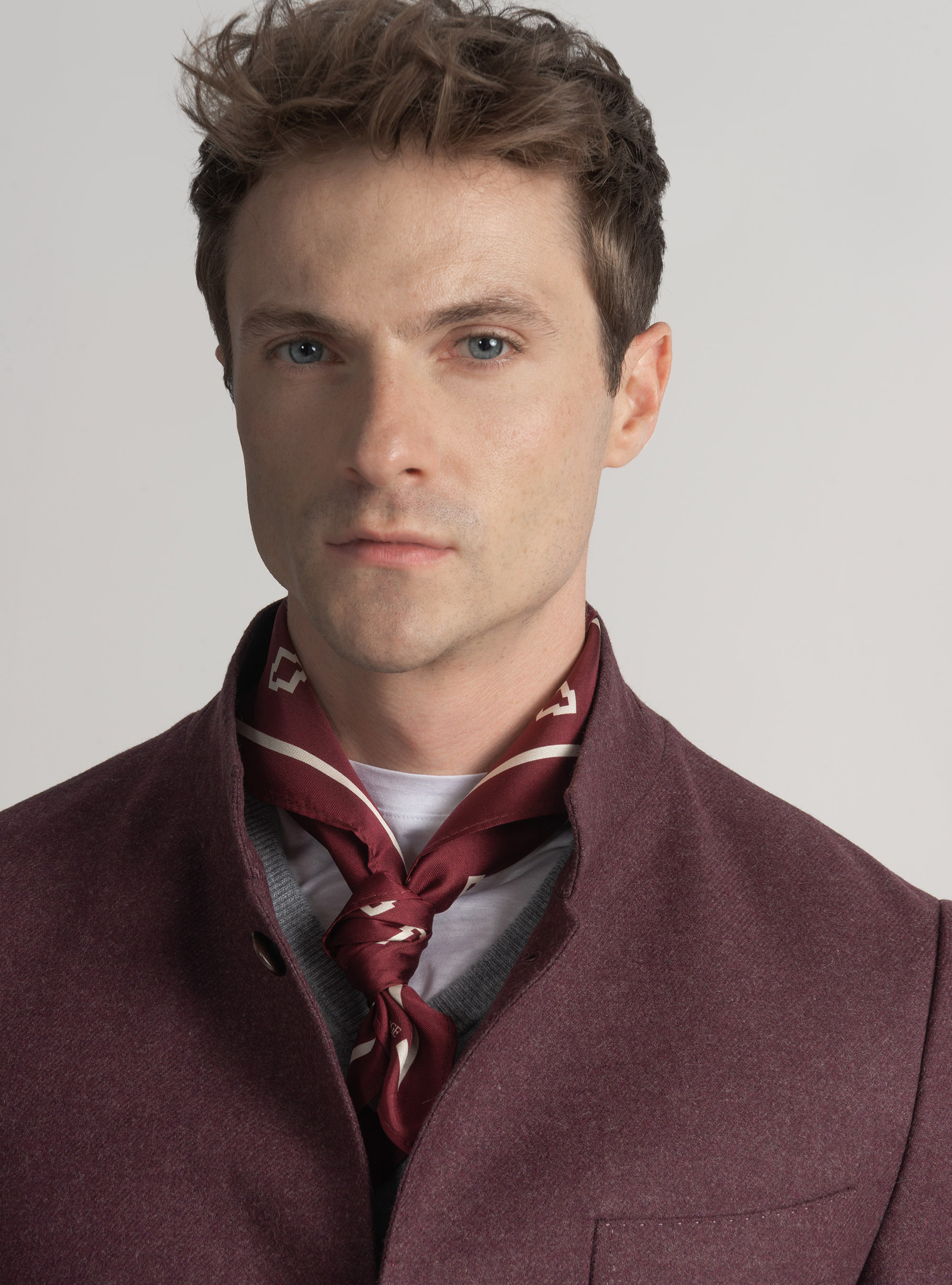 Giacca coreana in flanella di lana, BORDEAUX