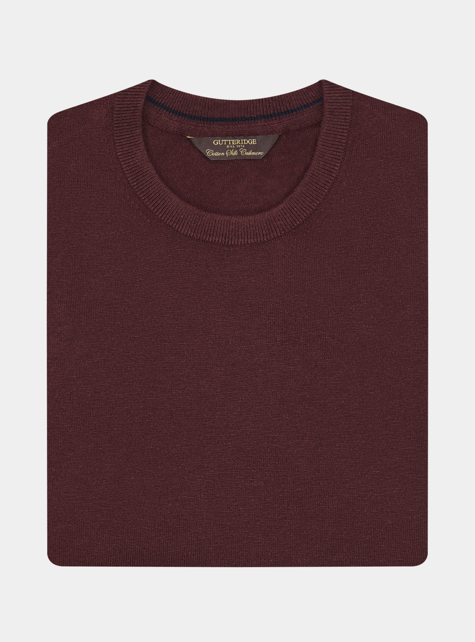 Crew-neck sweater in cotton silk and cashmere, BORDEAUX