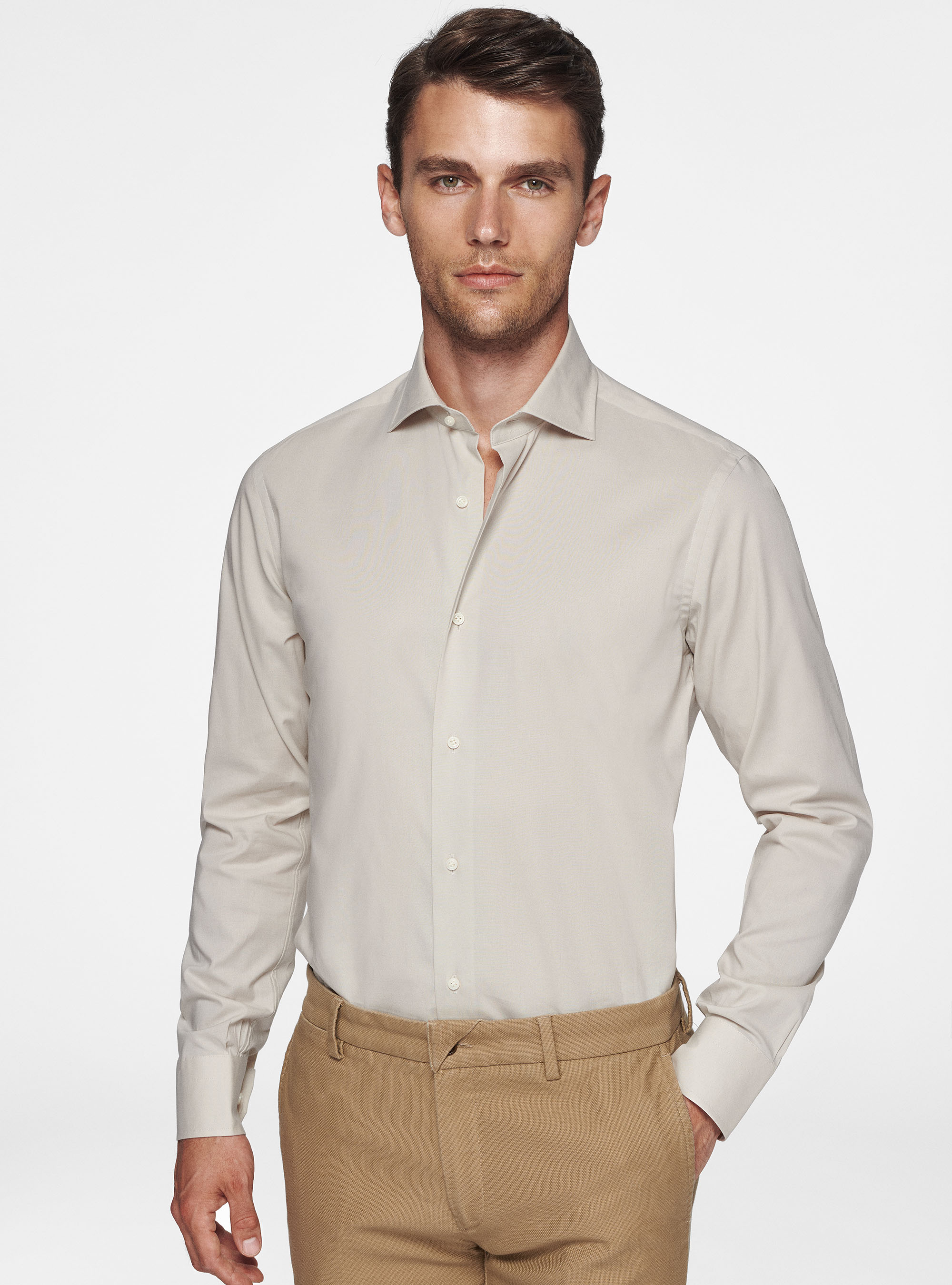 Chemise en popeline stretch, Ã CRU
