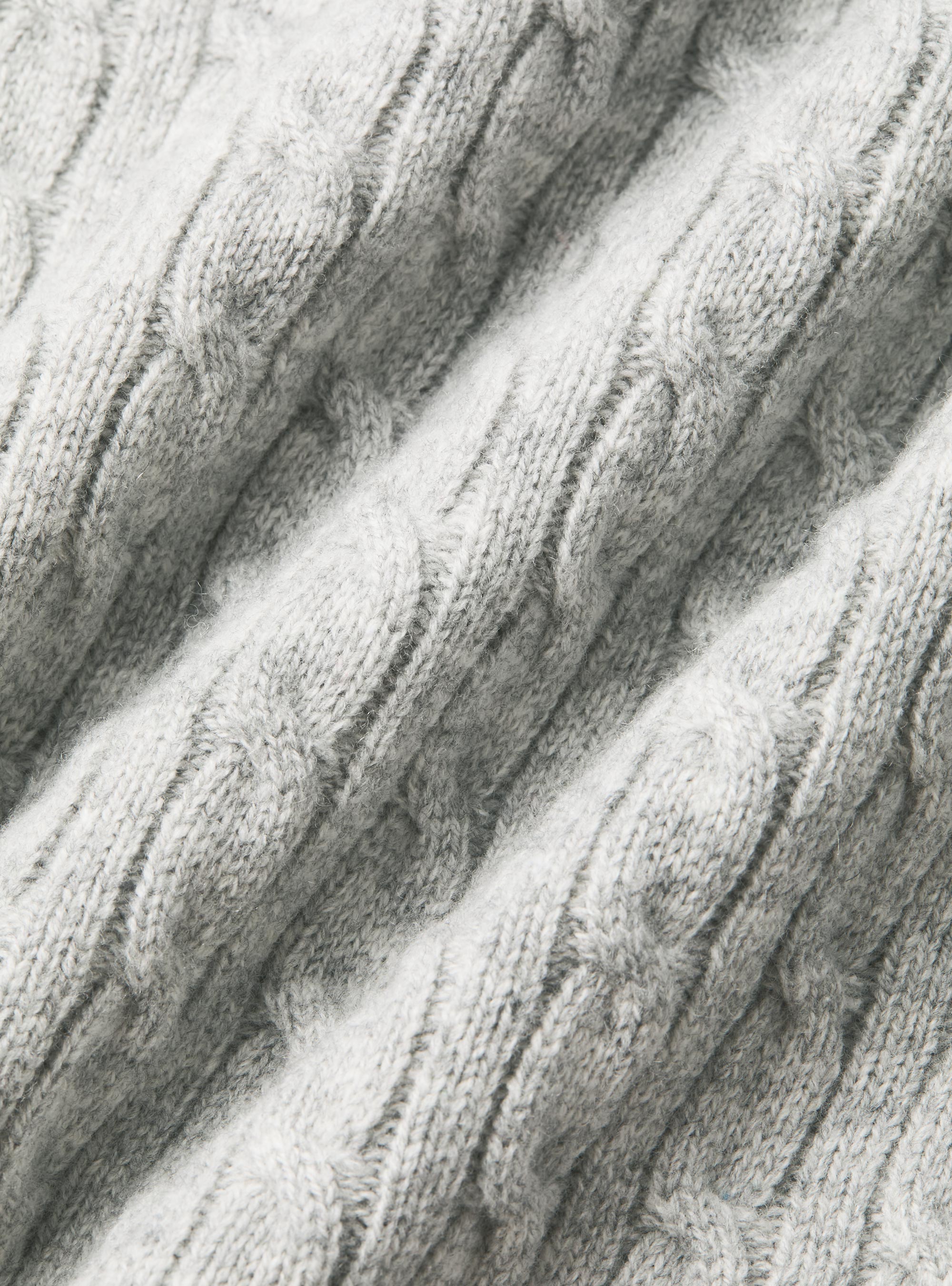 Crew-neck sweater with wool and cashmere braid, LIGHT GREY MELANGE