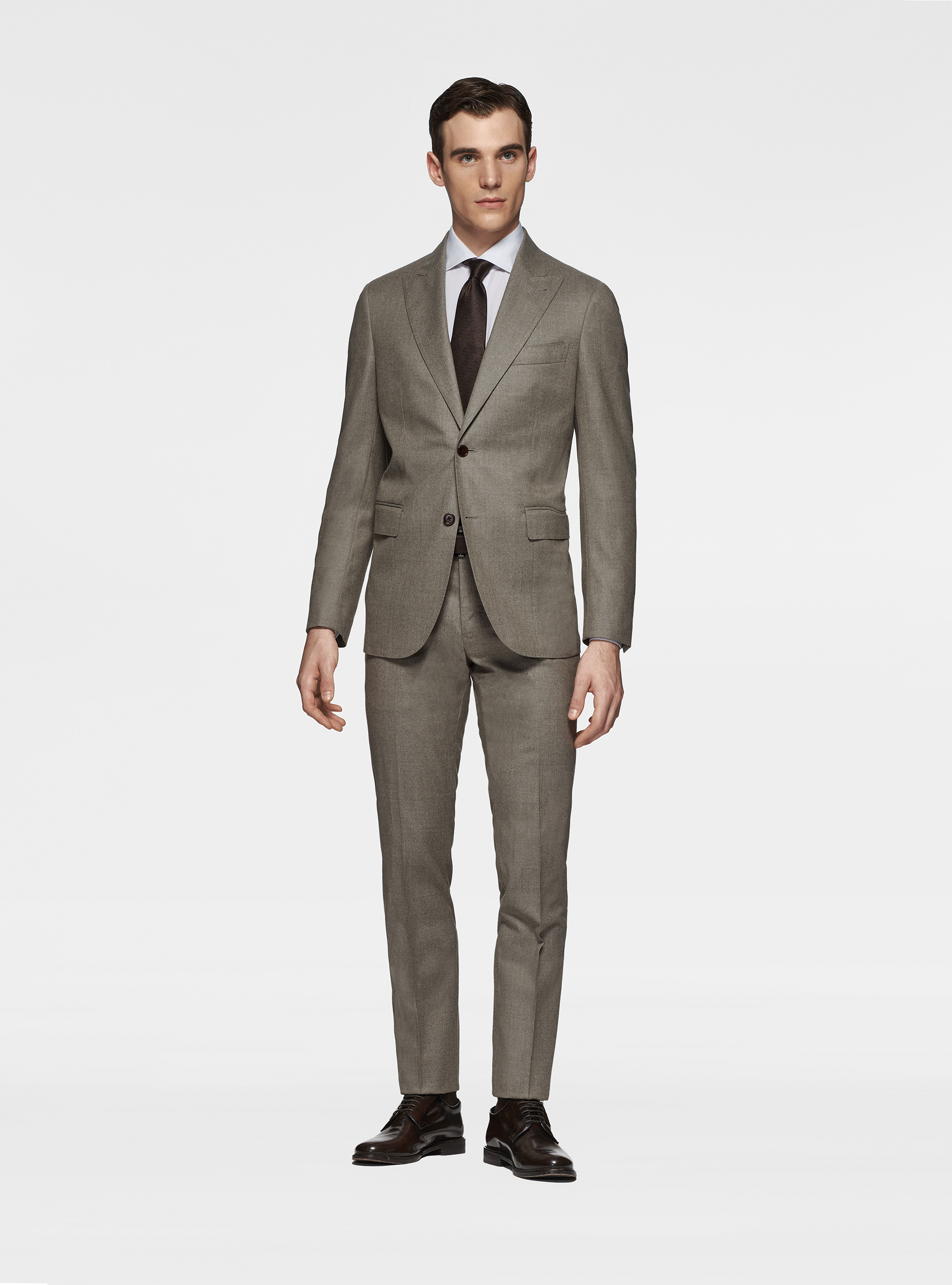 Pantaloni in flanella di lana Vitale Barberis Canonico, SABBIA