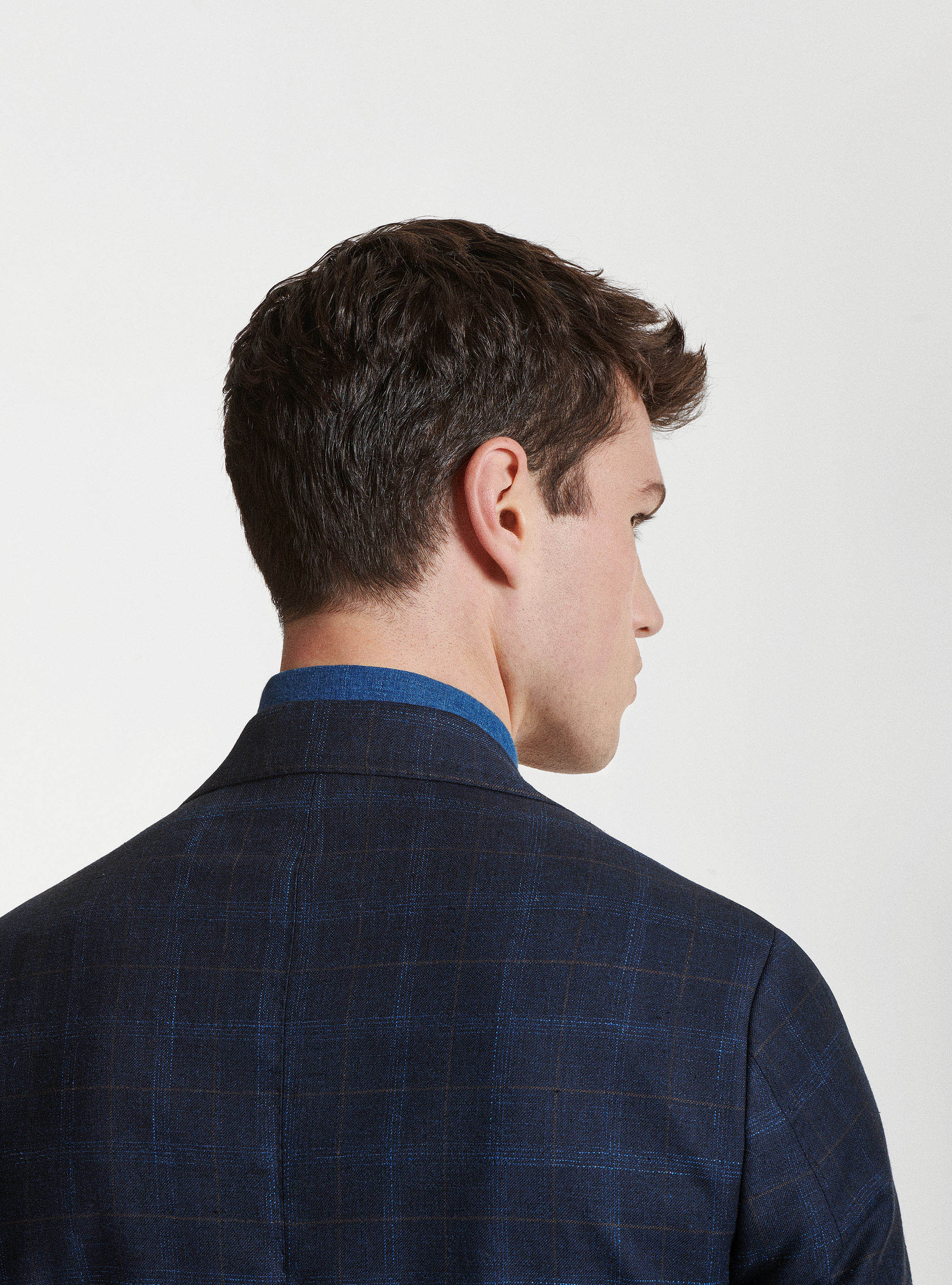 Giacca per abito in lana cotone e lino Marlane, BLU NAVY