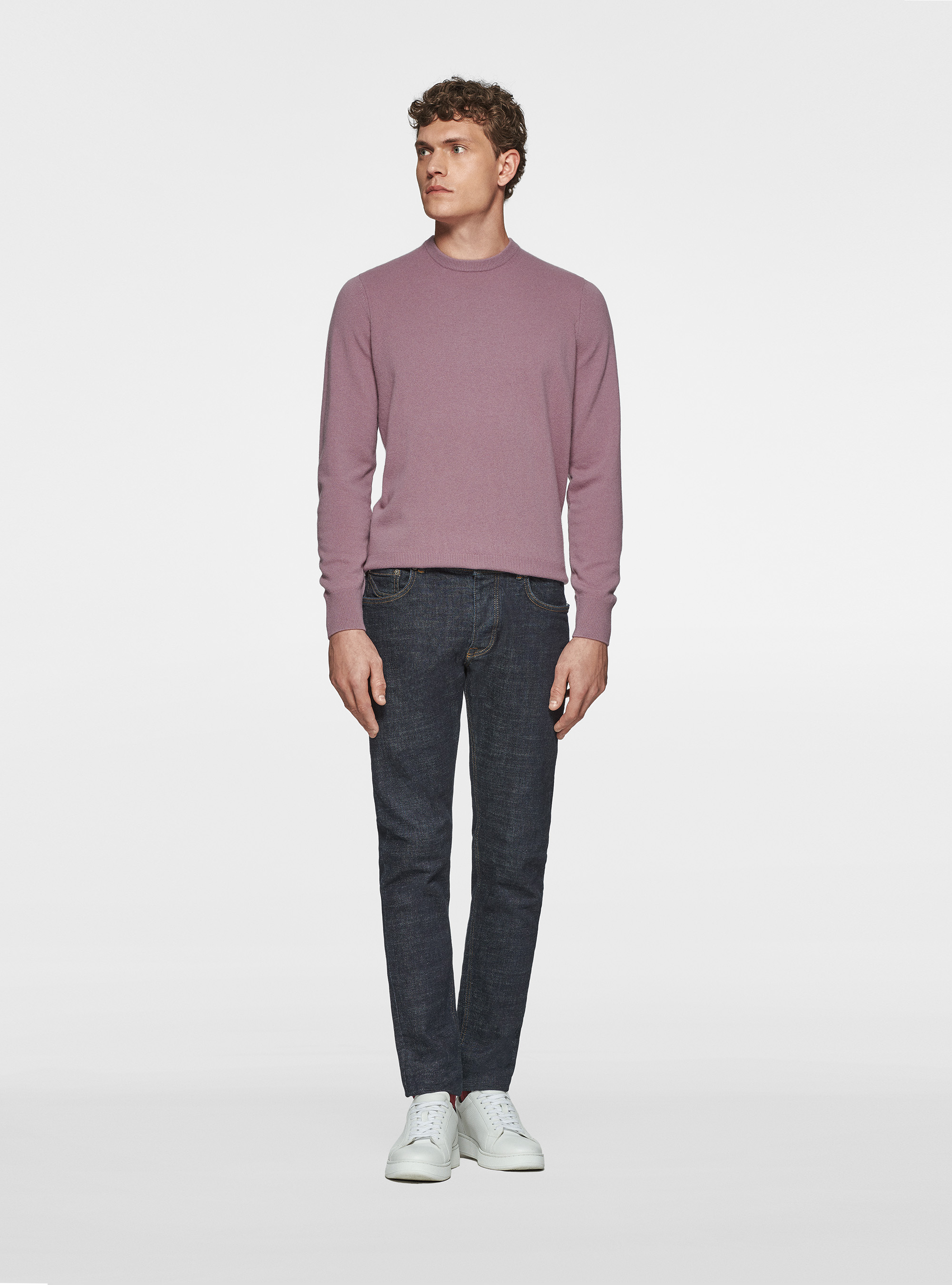 Maglia girocollo in lambswool e cashmere, LAVANDA 0465C