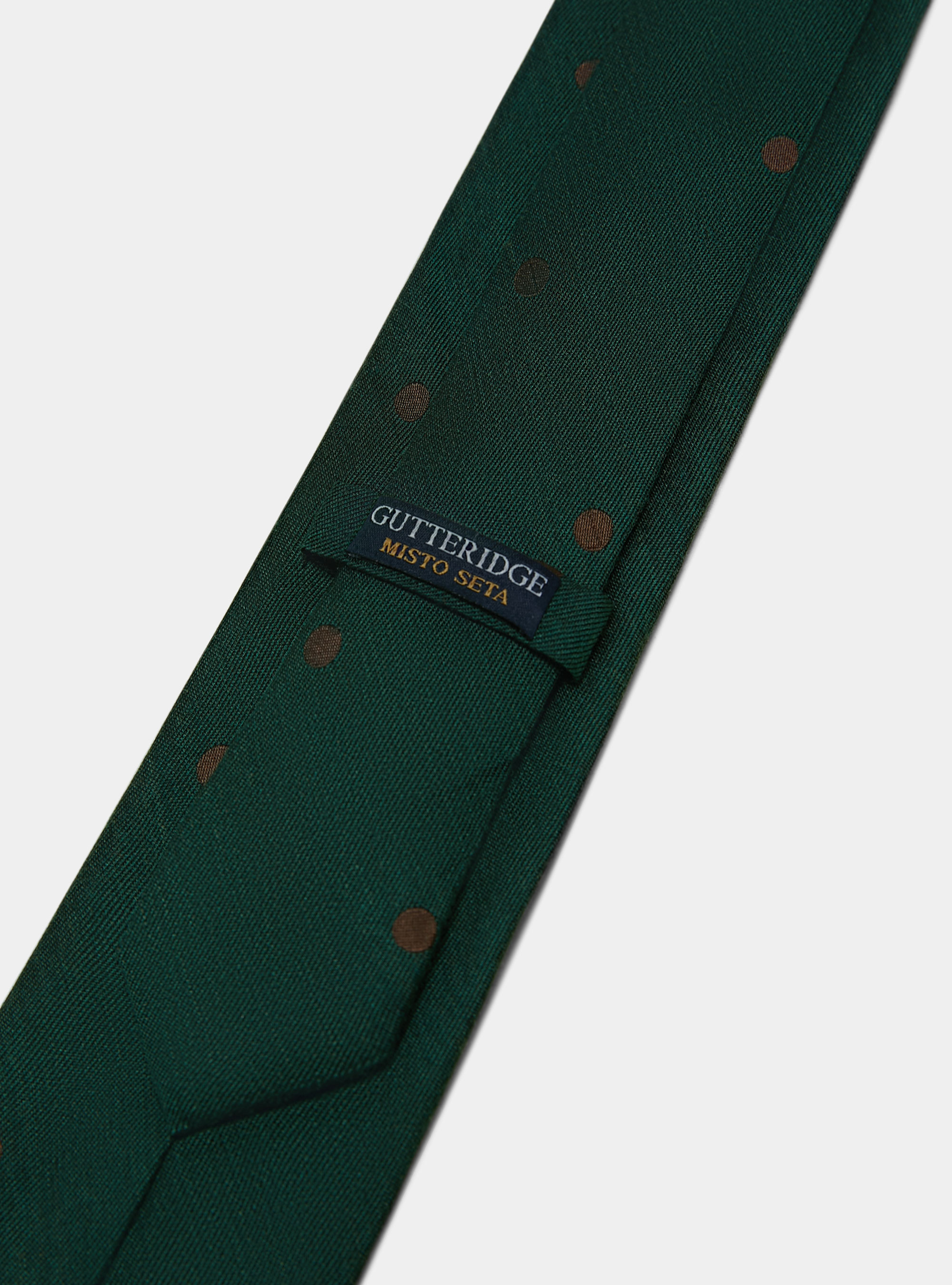 Cravate Macro en soie et lin à pois, VERT