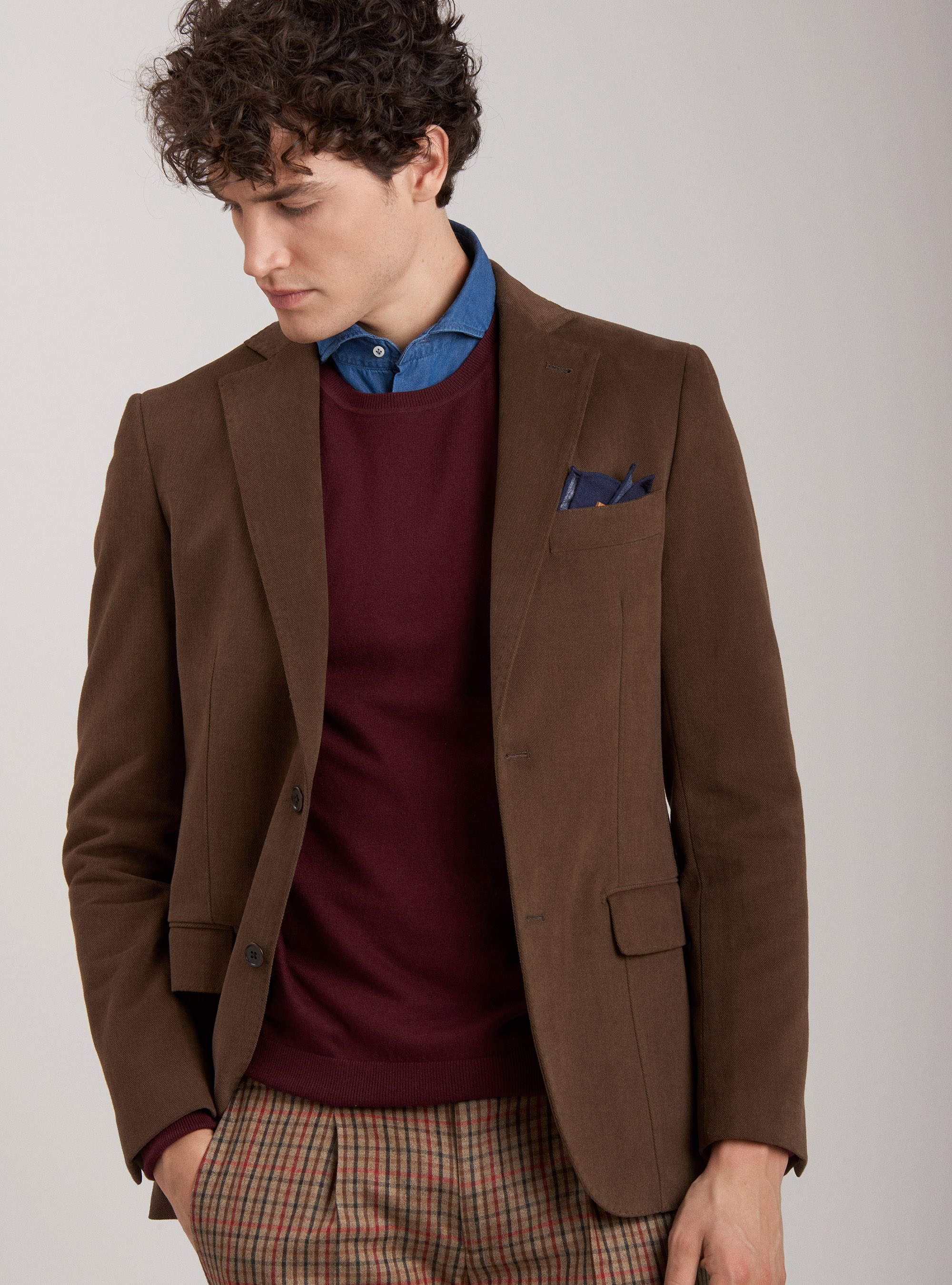 Chaqueta de sarga de algod&oacute;n, MARRON
