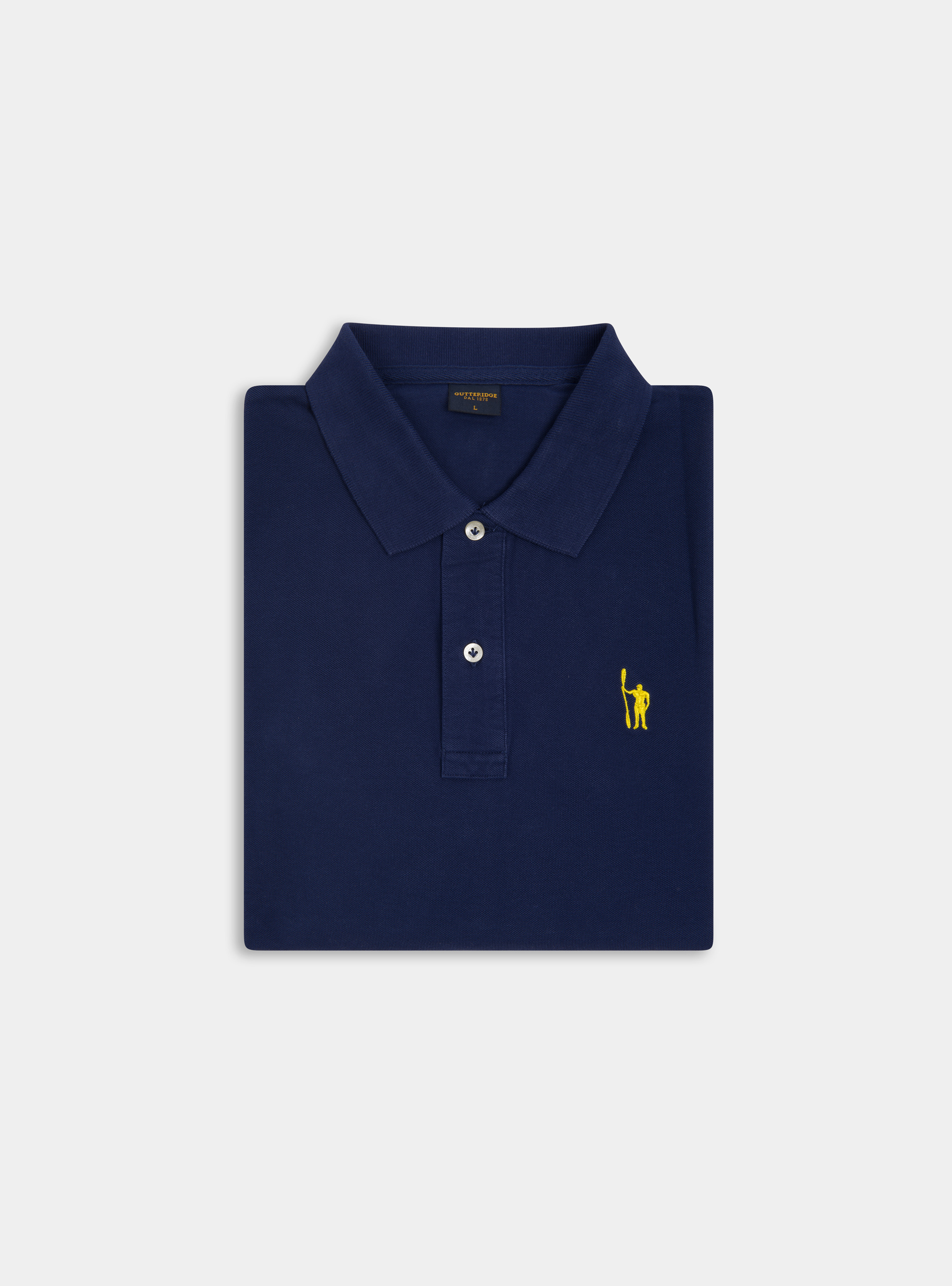 Classic cotton pique polo with embroidery, BLUE