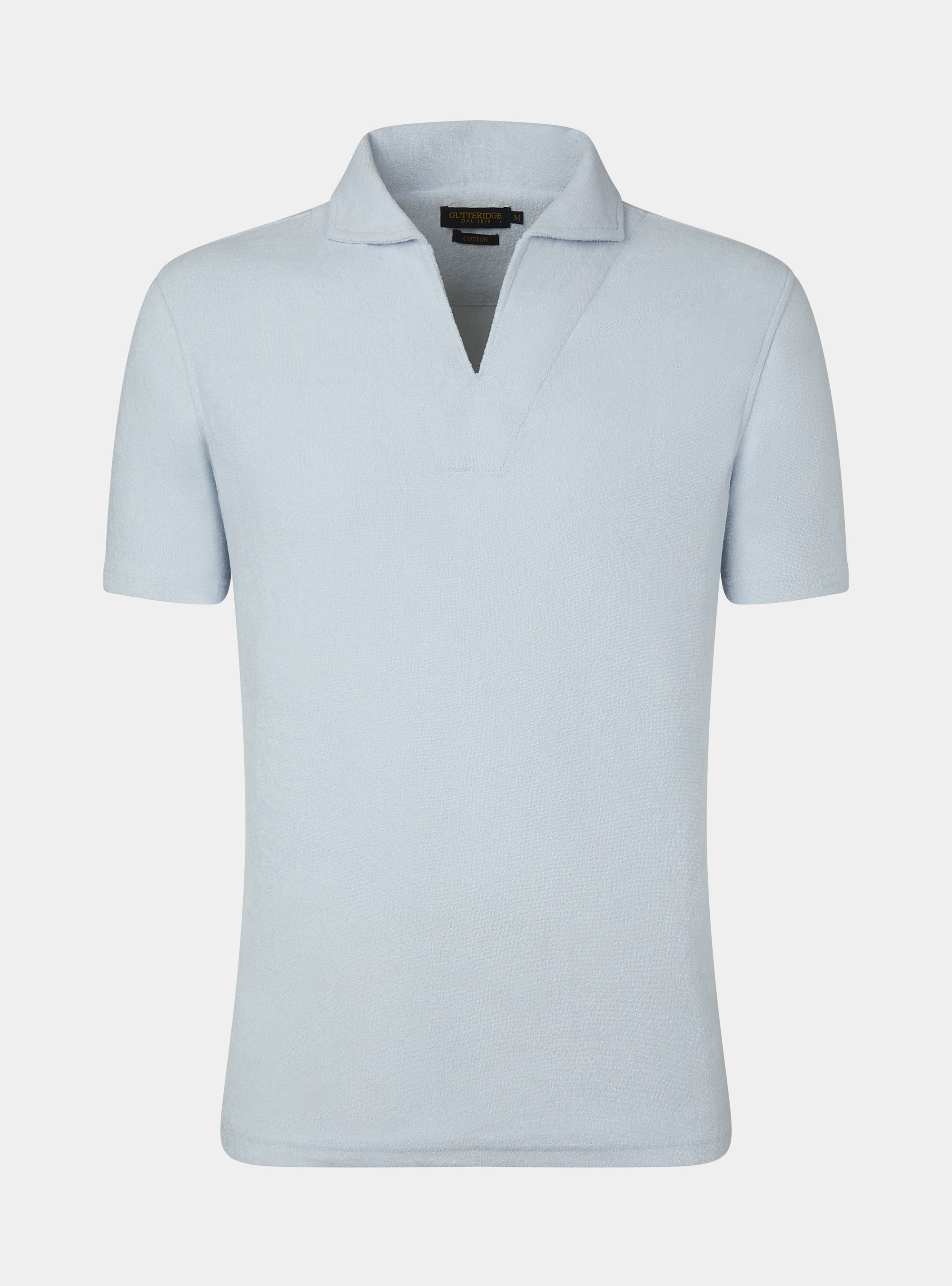 Maglia a polo in spugna di puro cotone, AZZURRO