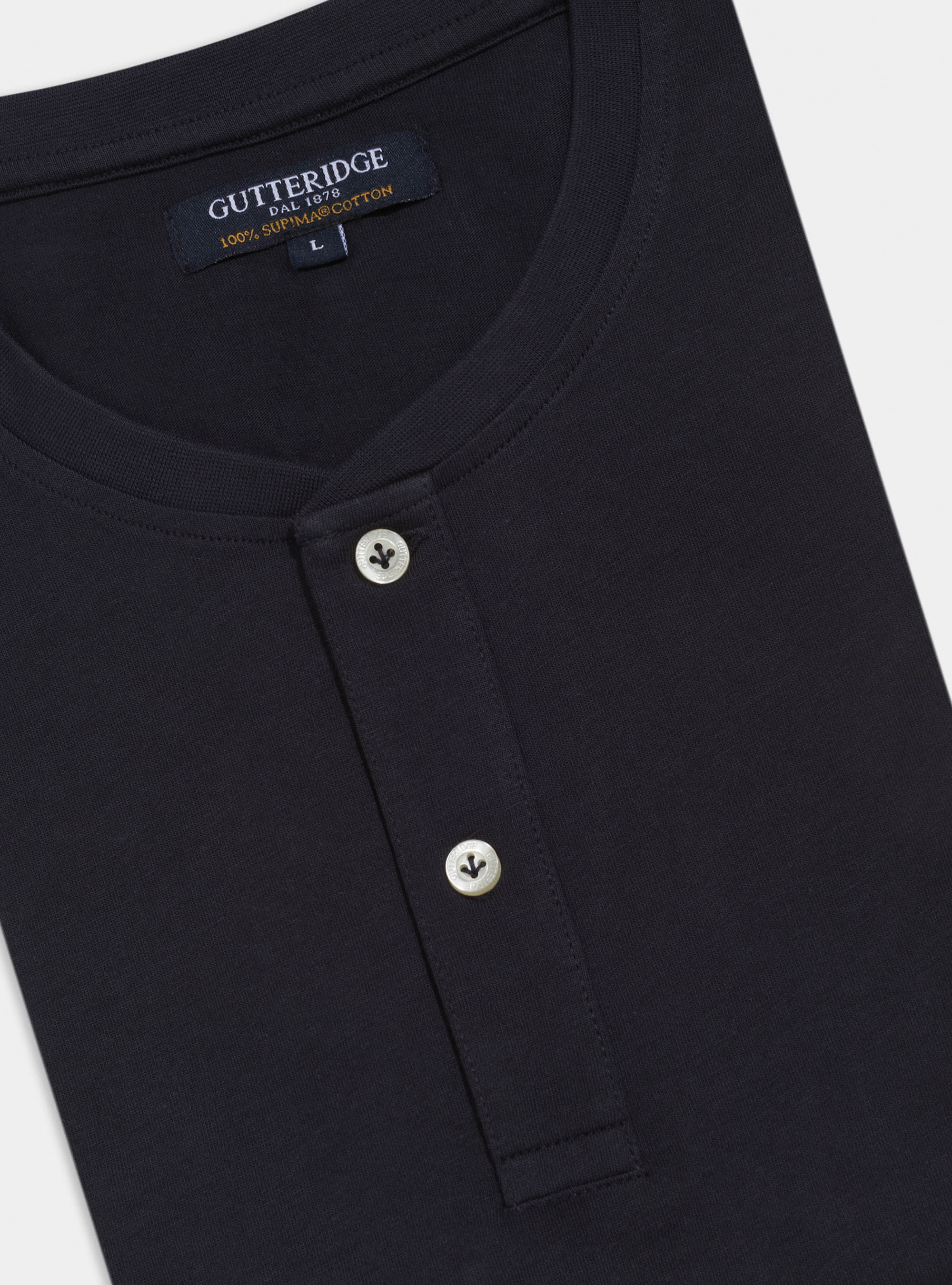 Camiseta Serafino en 100% algodón jersey supima, AZUL MARINO