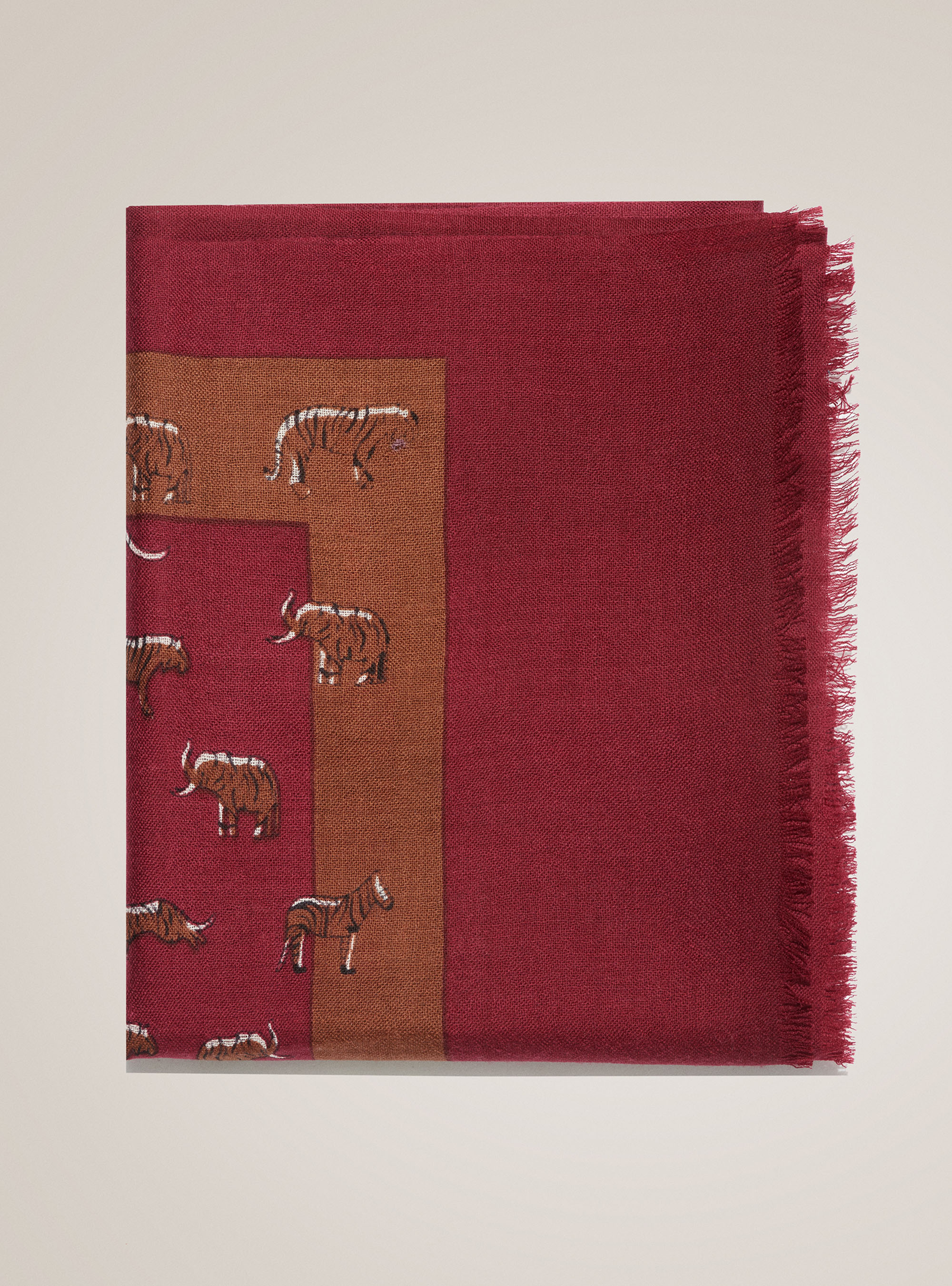 Sciarpa 100% lana a fantasia, BORDEAUX