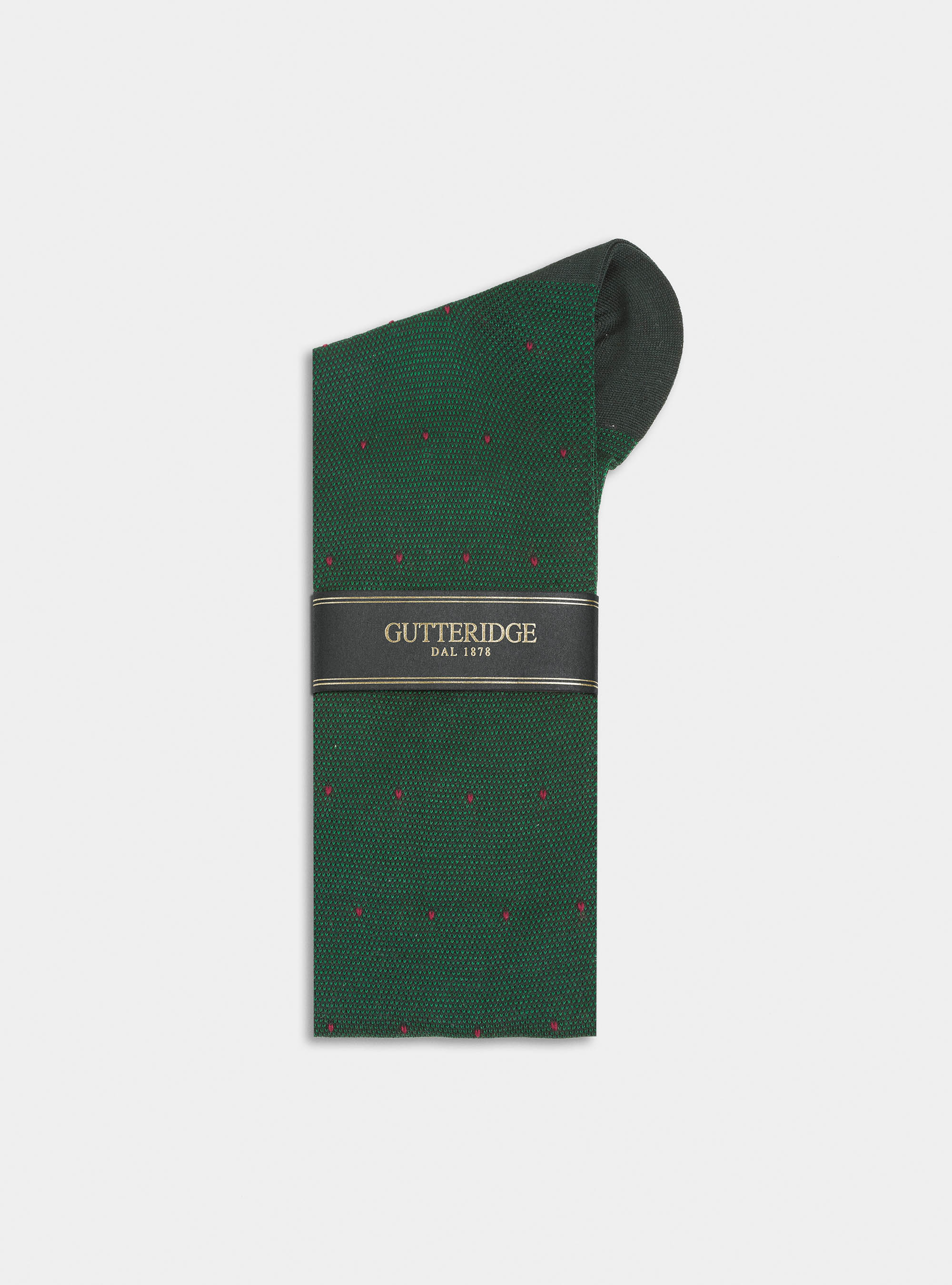 Calzino lungo a pois in filo di scozia, VERDE