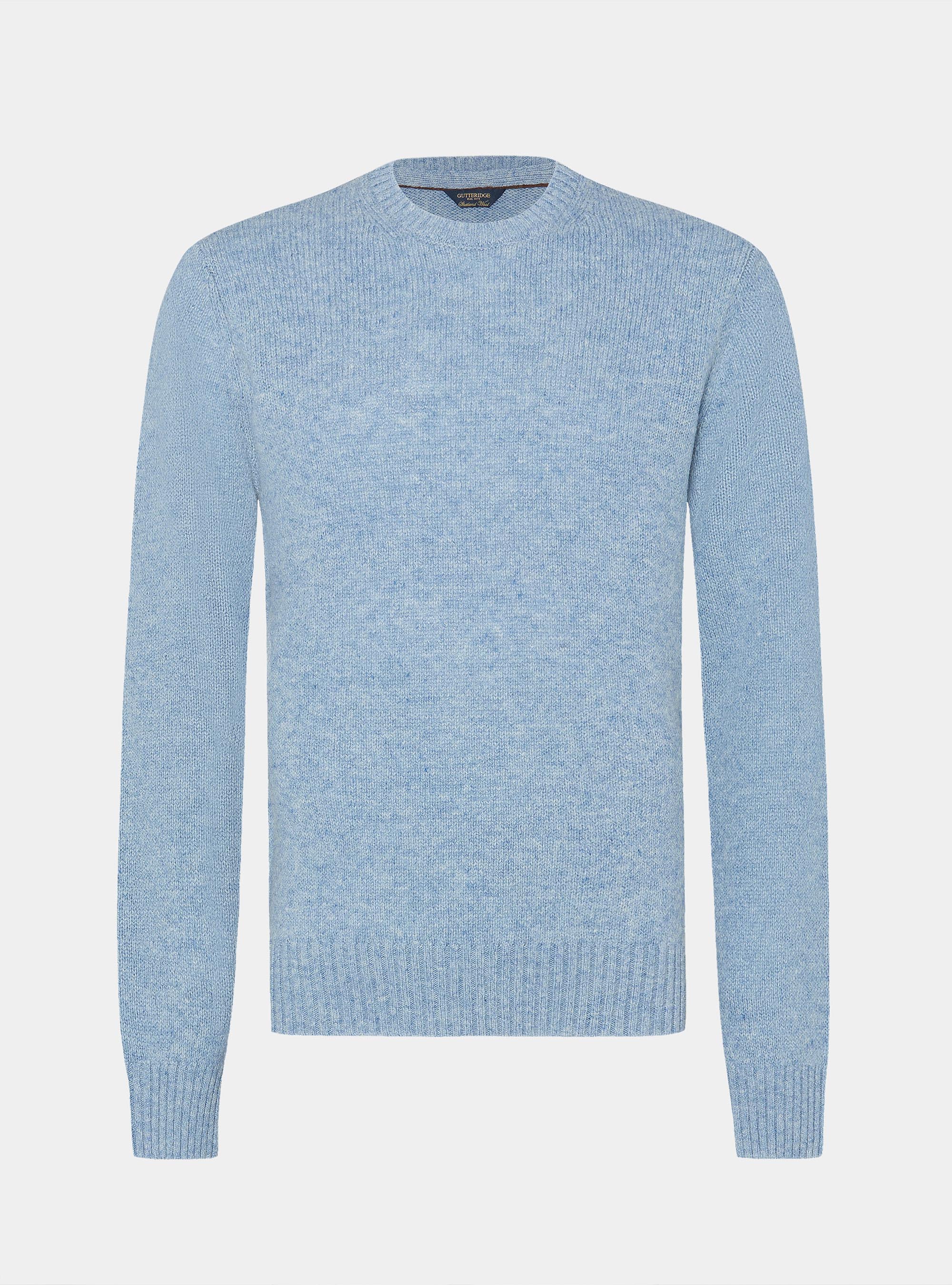 Pure Shetland wool crewneck sweater, AZZURRO POLVERE 0283C