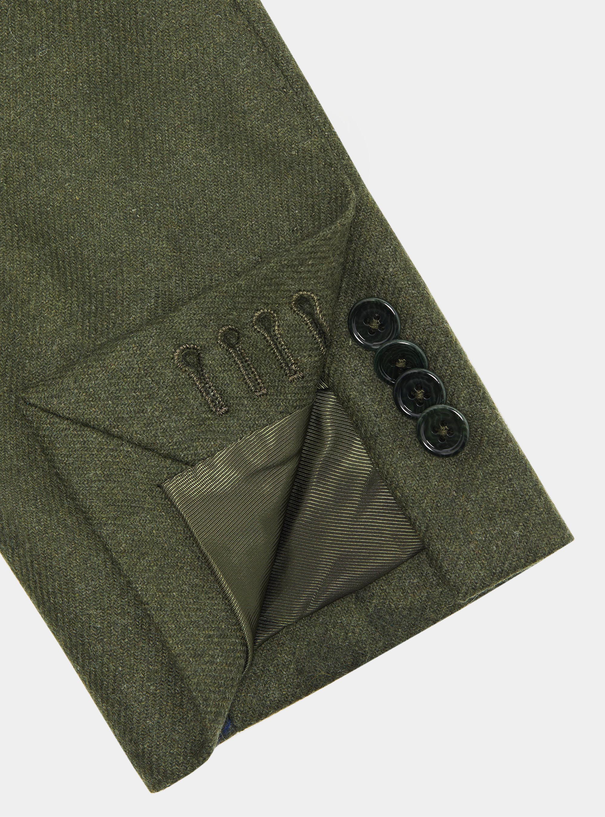 Giacca doppiopetto in flanella di lana, VERDE