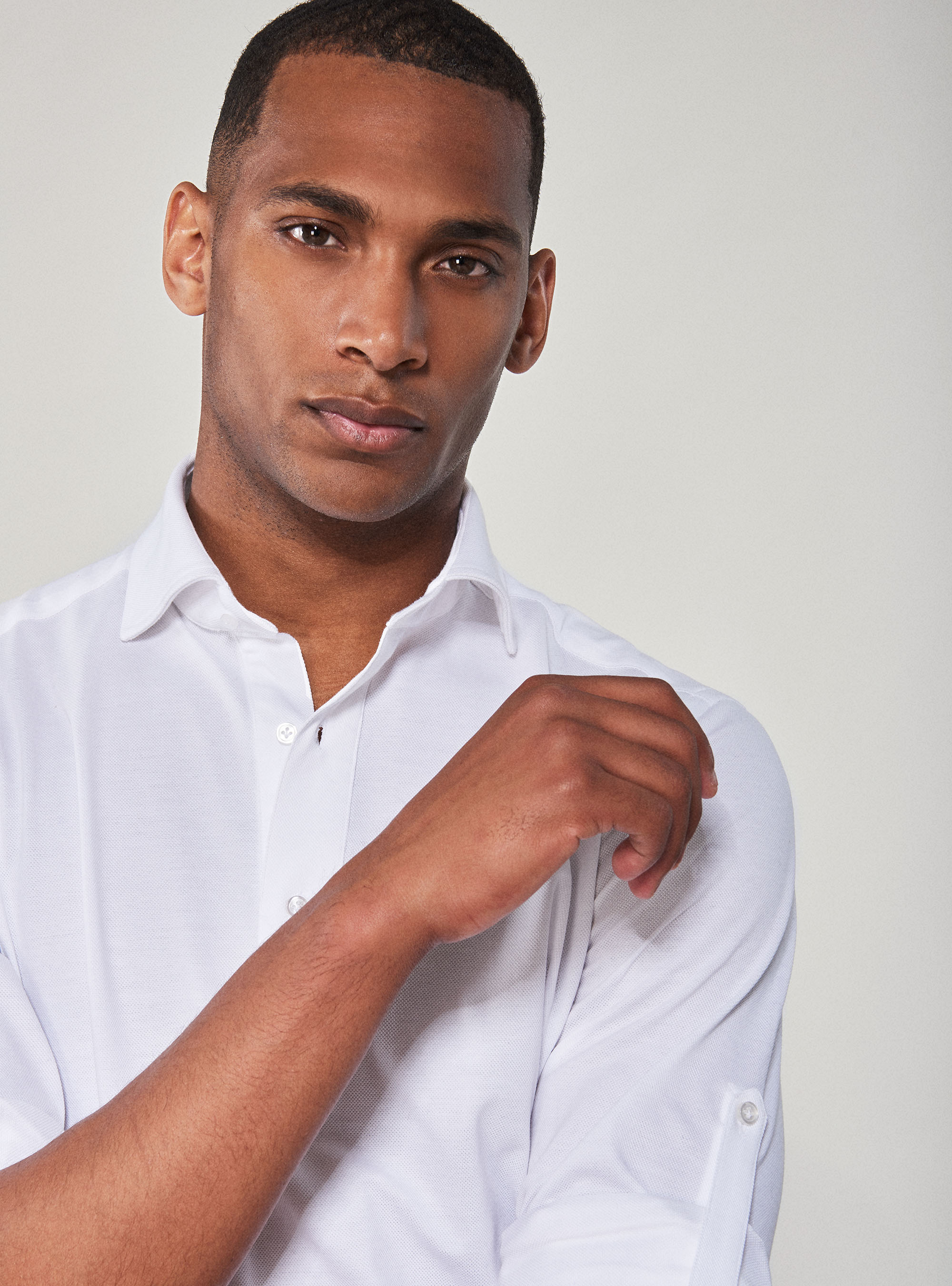 Camicia a polo in cotone, BIANCO