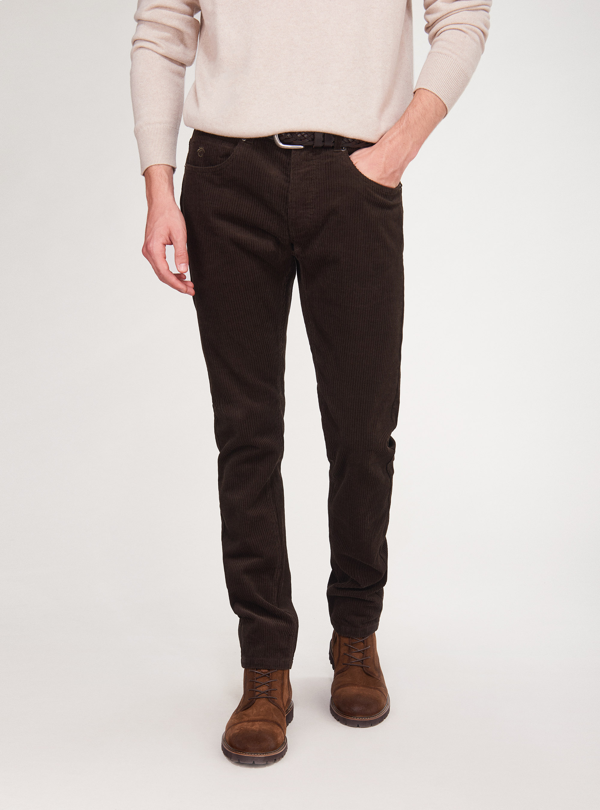 Pantaloni cinque tasche in velluto di cotone