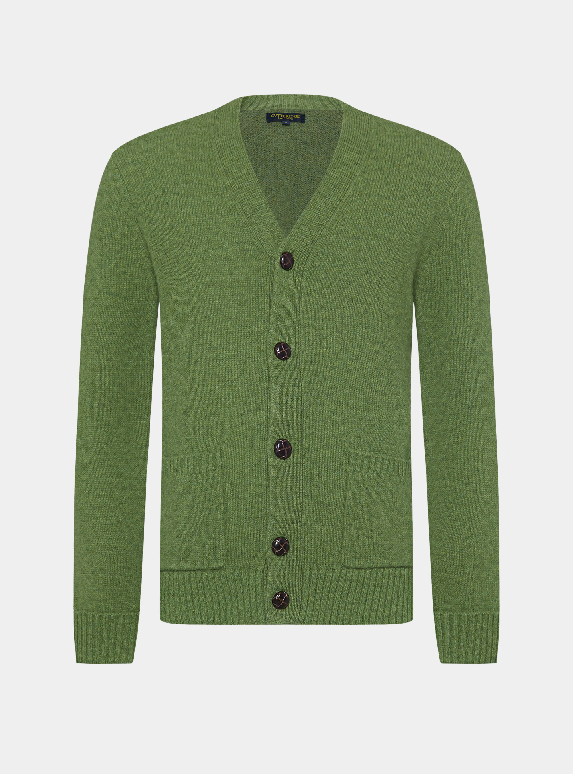 Cardigan in maglia in lana shetland, OLIVA