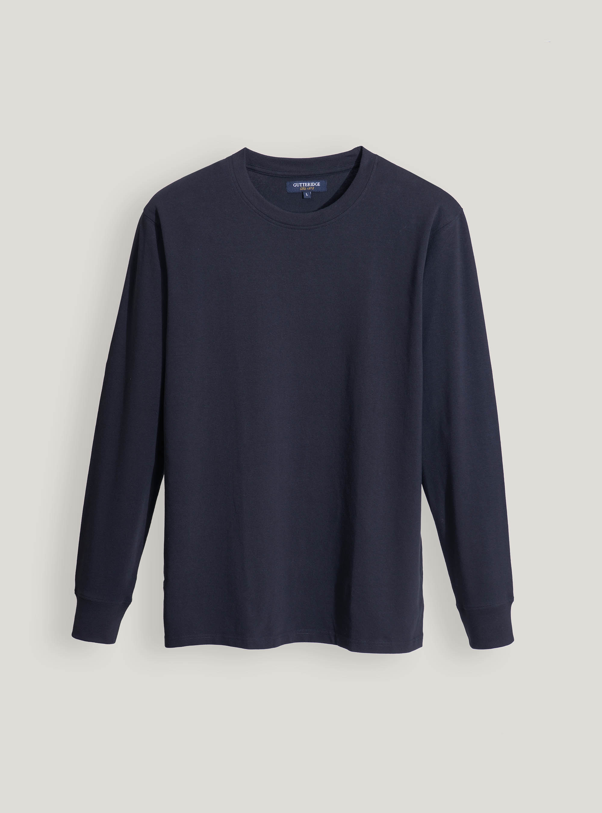 Gutteridge - T-Shirt manica lunga in cotone stretch, Unisex, Blu Navy, Taglia: XXL