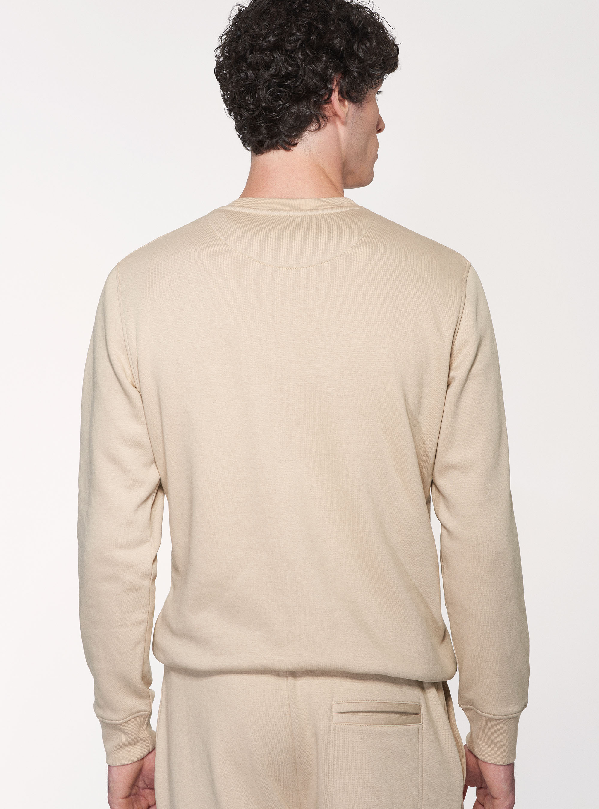 Sudadera de cuello redondo en mezcla de algodón, CRUDO