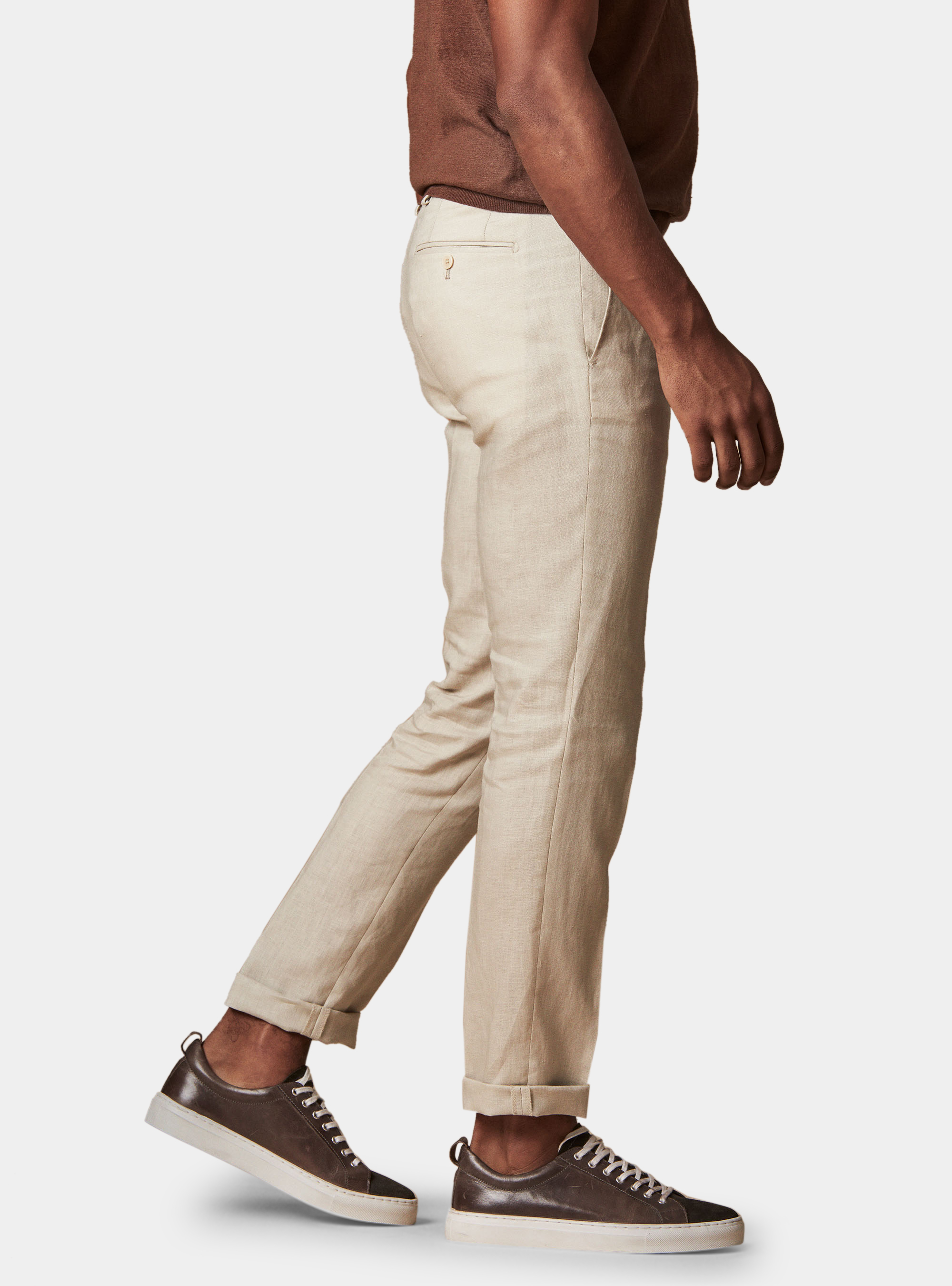 Fine twisted linen suit trousers, ECRU