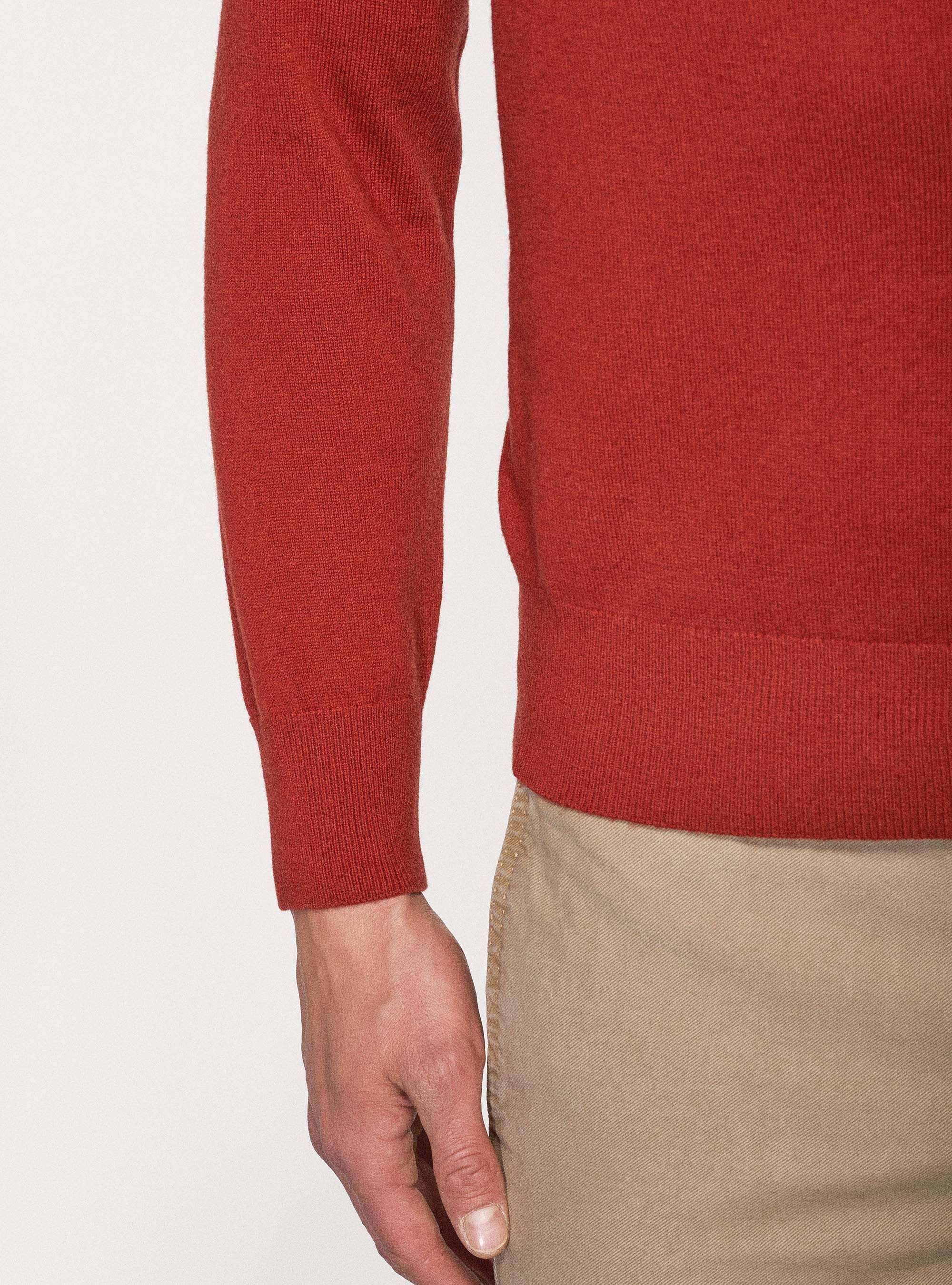 Maglia girocollo in lana lambswool e cashmere, MATTONE