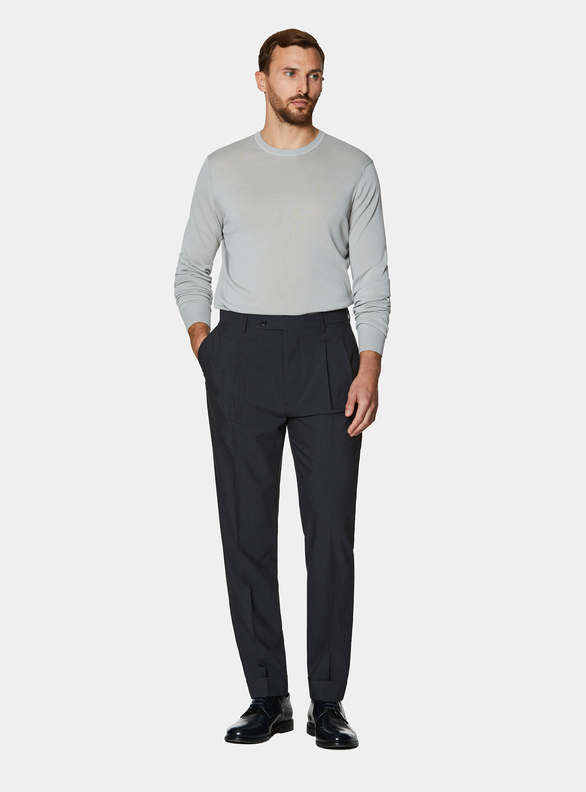 Cotton and silk crew neck sweater, PERLA 0178C