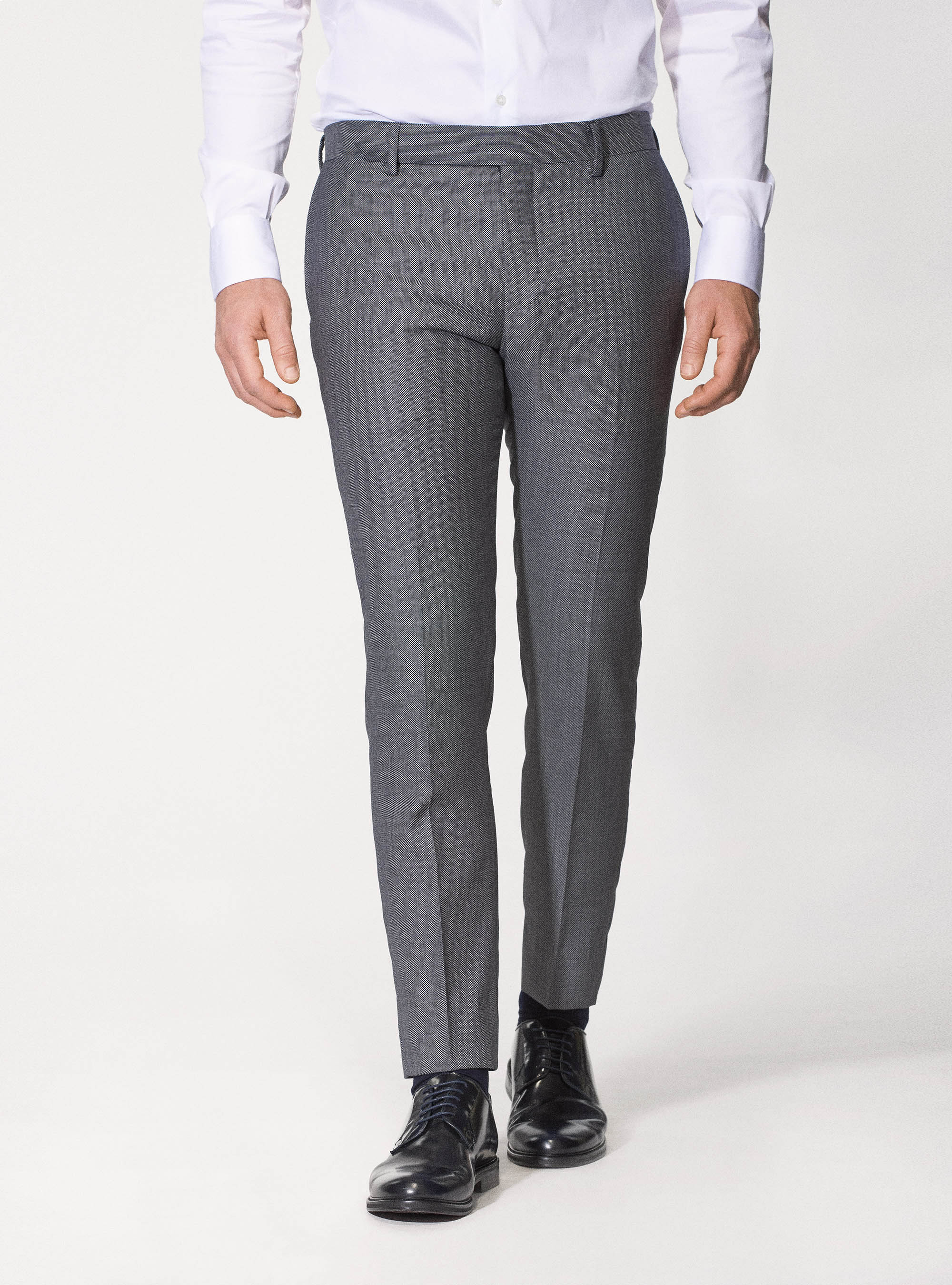 Pantaloni per abito in lana occhio di pernice superfine 110's Vitale Barberis Canonico, GRIGIO CHIARO