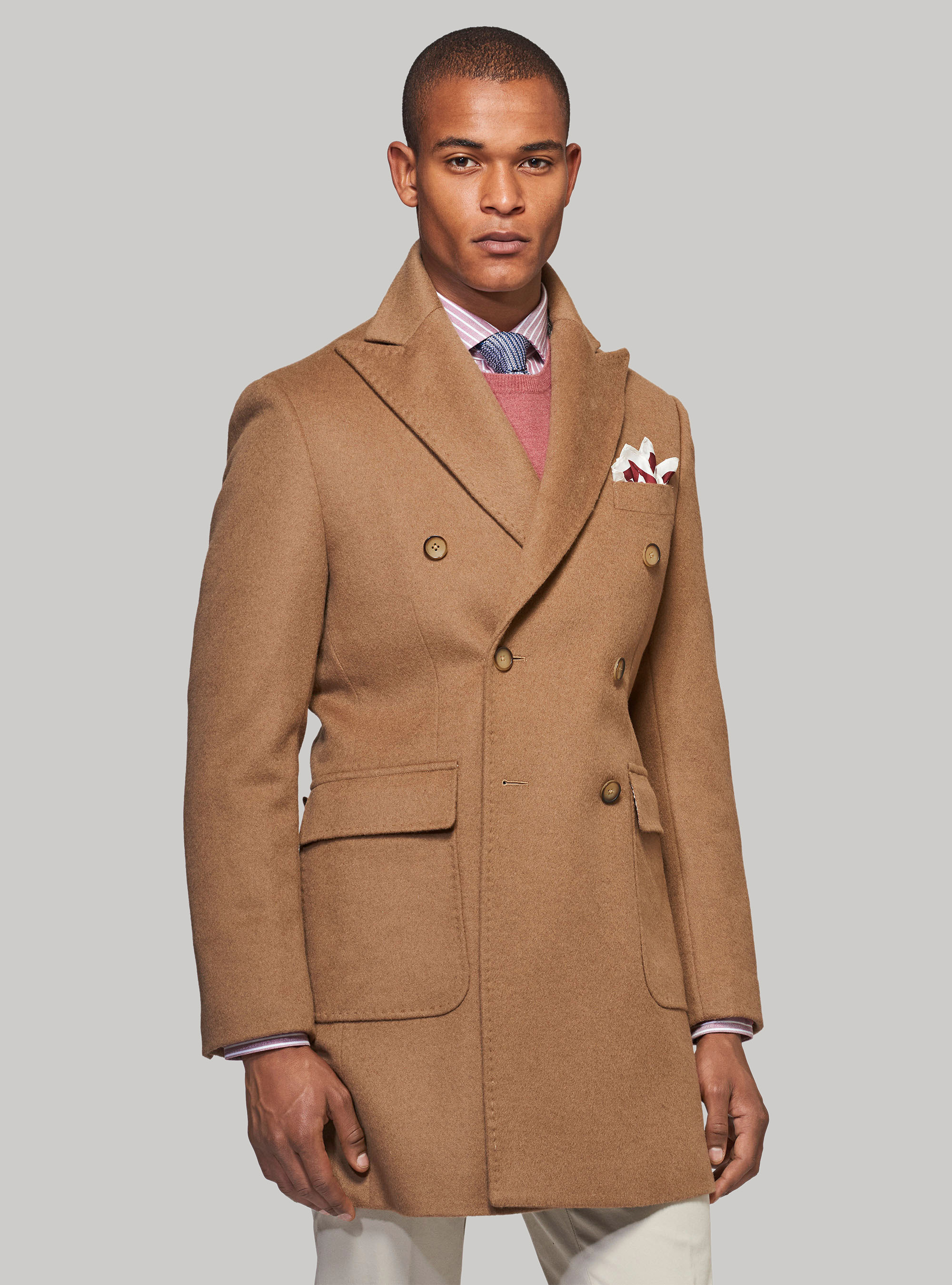 Cappotto doppiopetto in pura lana, ECRU