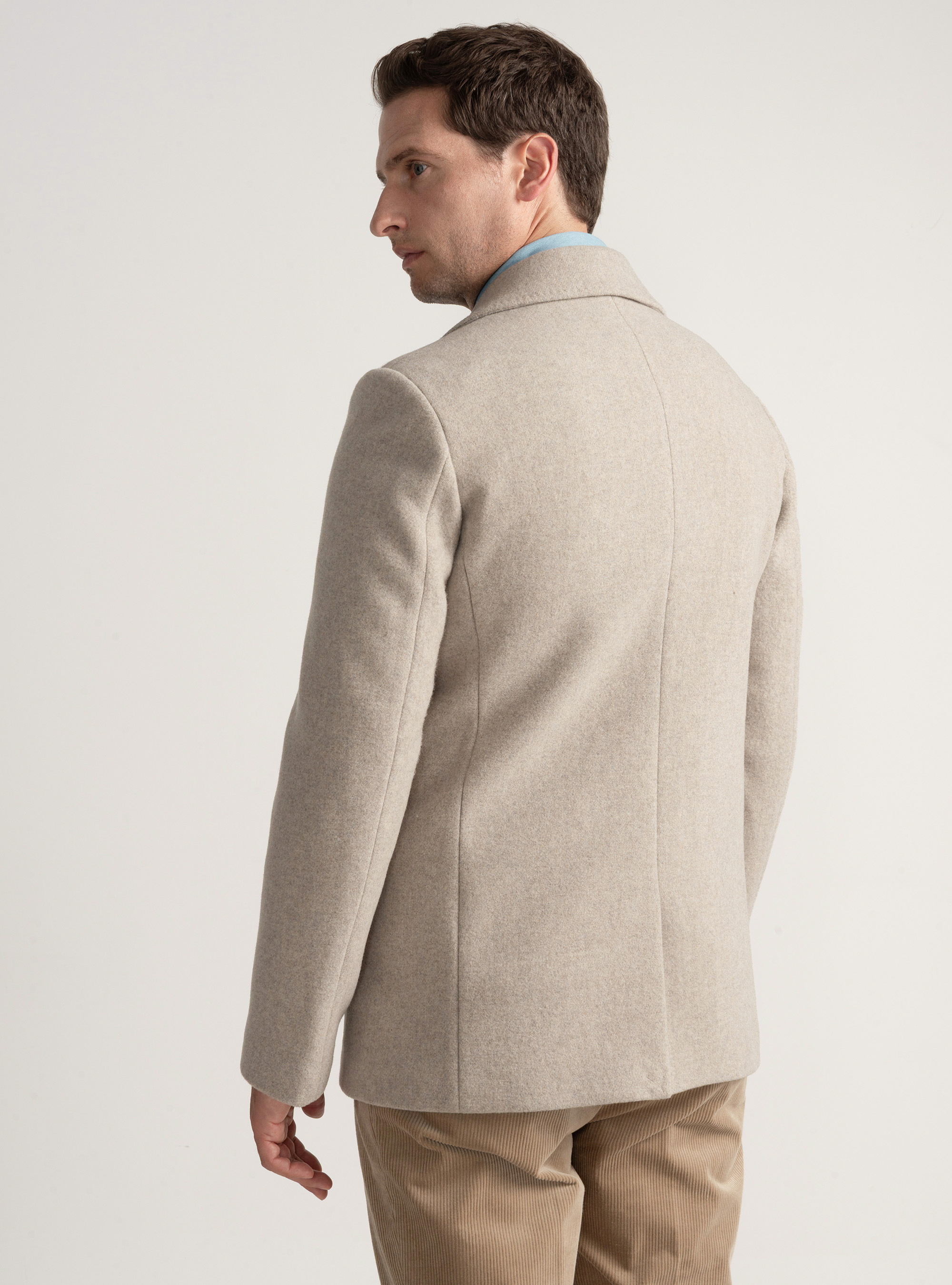 Peacoat in misto lana, ECRU