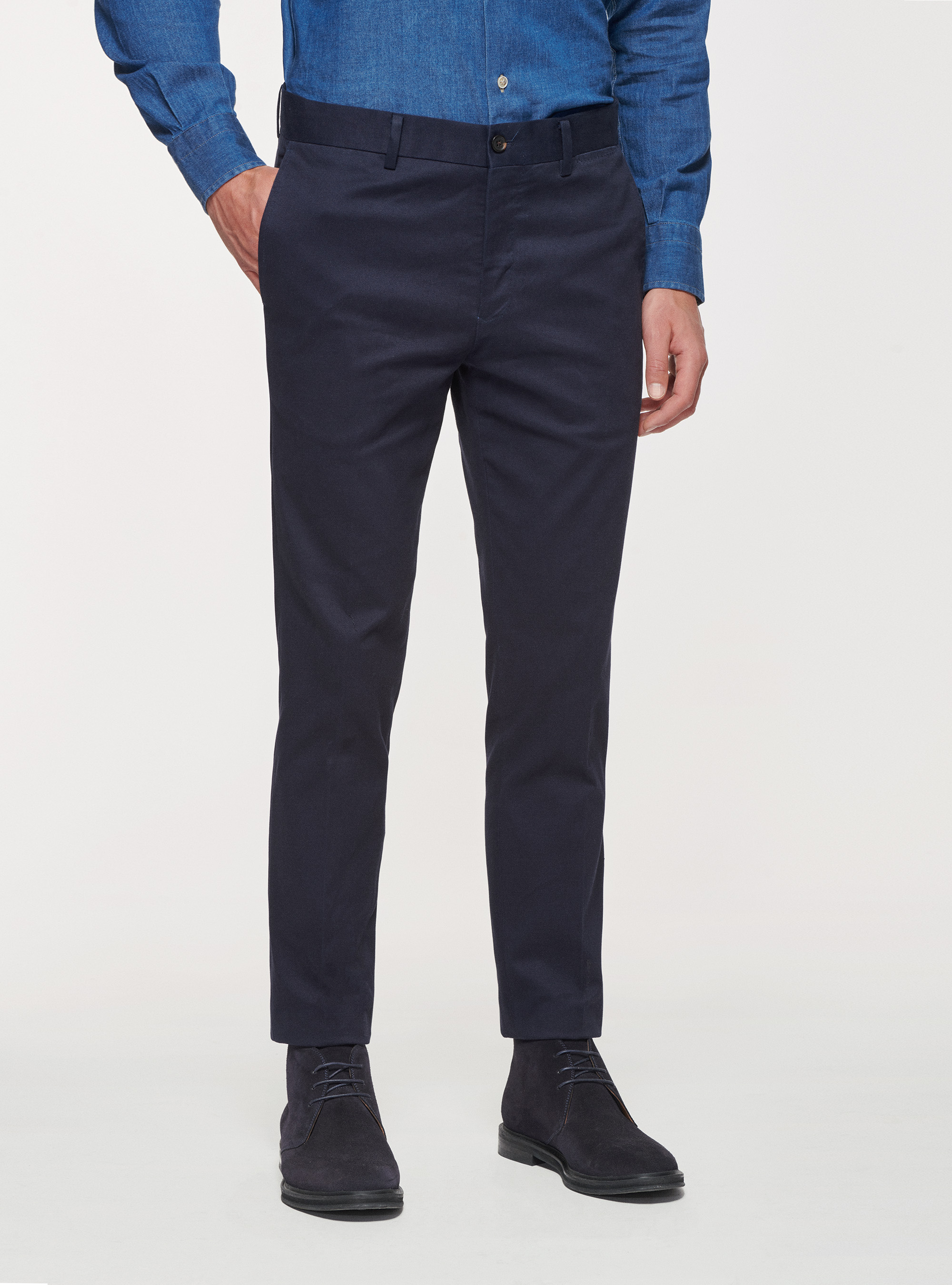 Pantaloni in cotone smerigliato, BLU NAVY