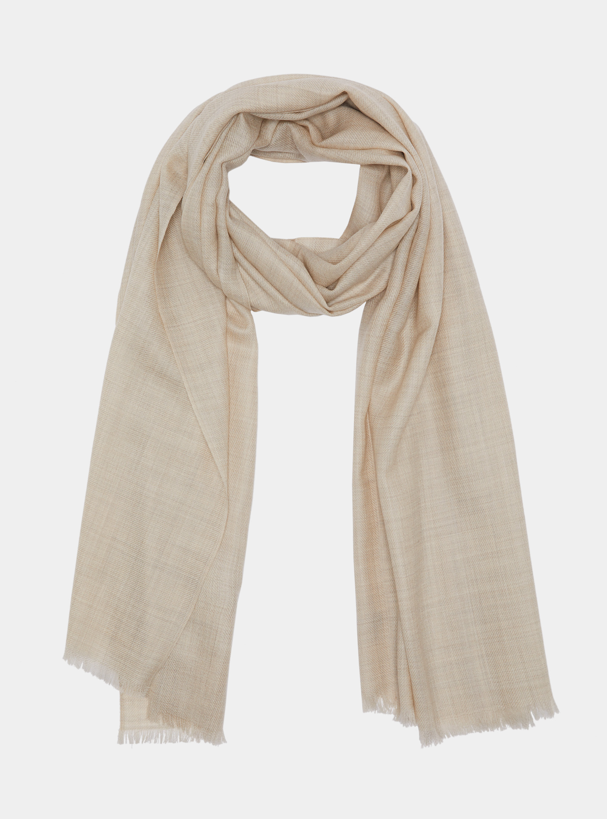 Sciarpa in lana con ricamo, PANNA