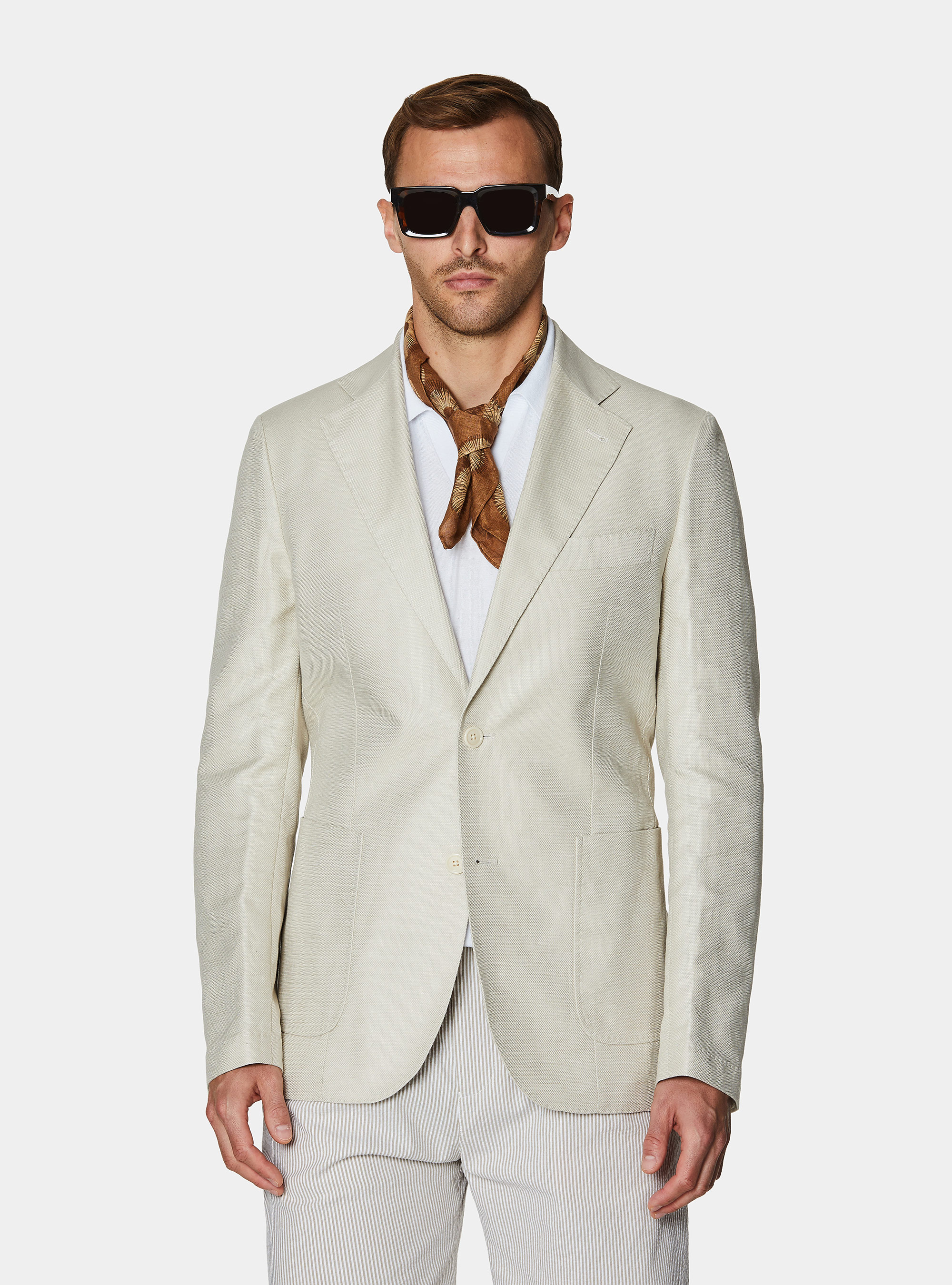 Giacca in cotone e lino, ECRU