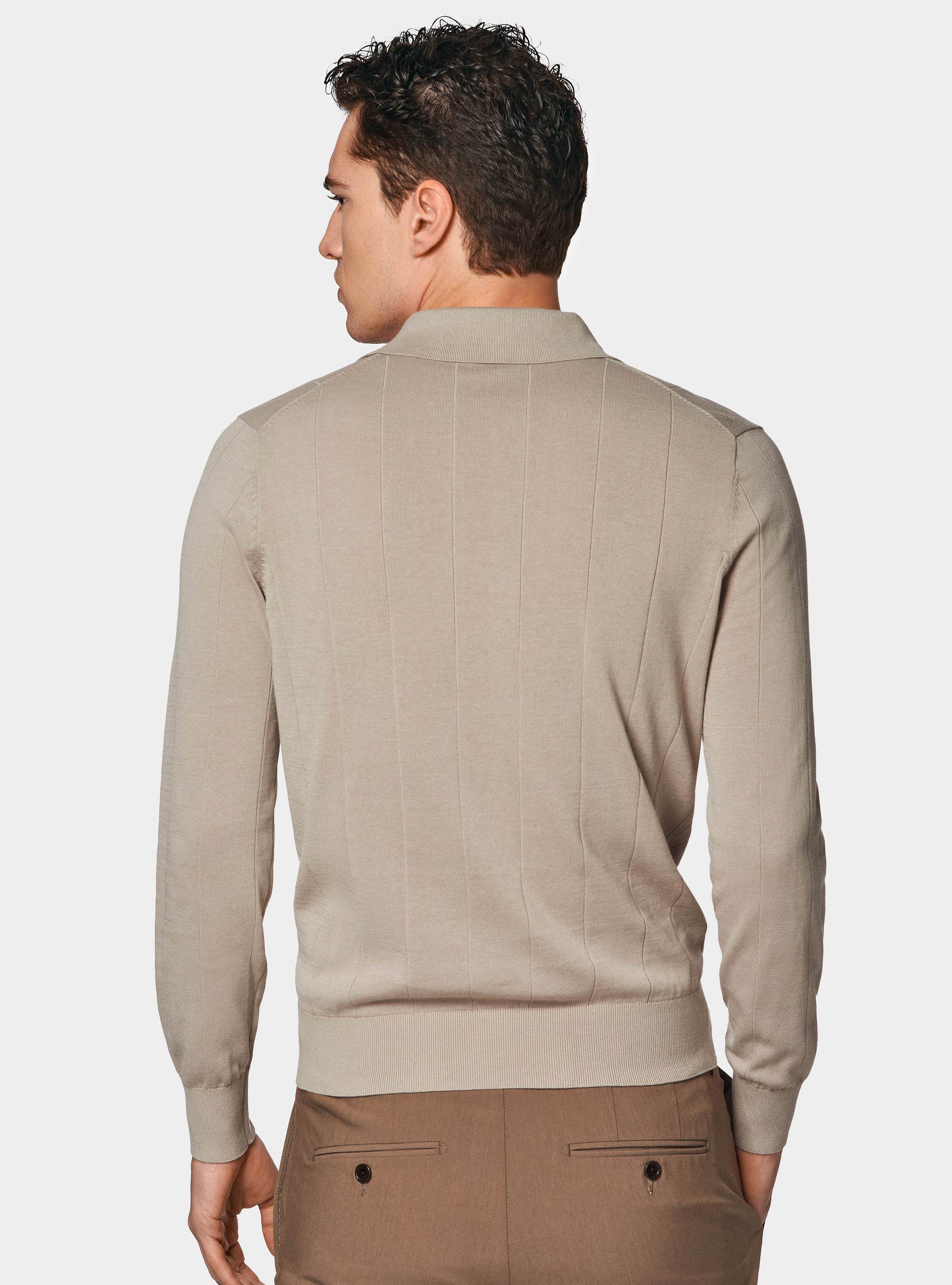 Polo à manches longues en tricot, SABLE