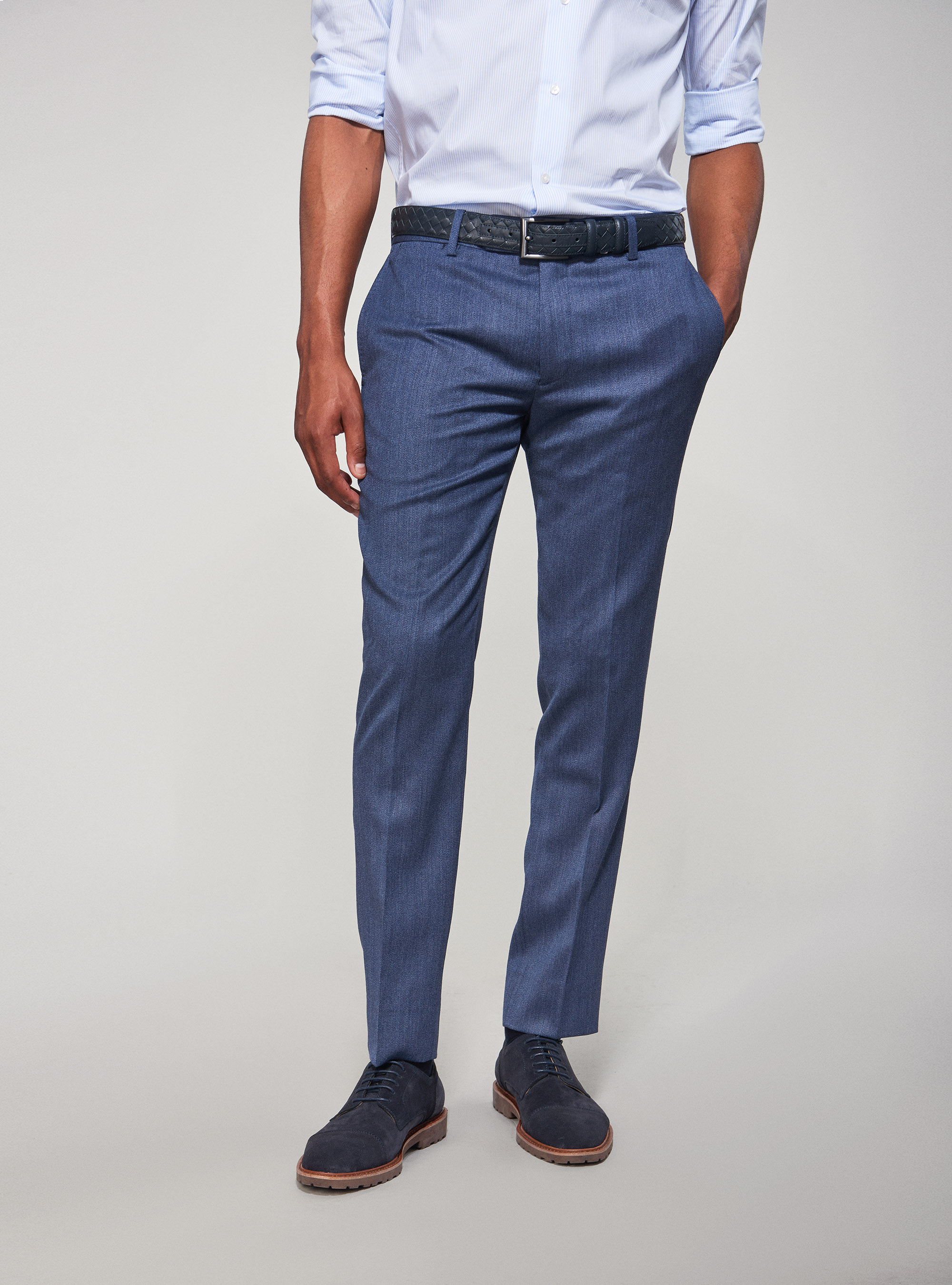 Pantaloni per abito in lana, INCHIOSTRO