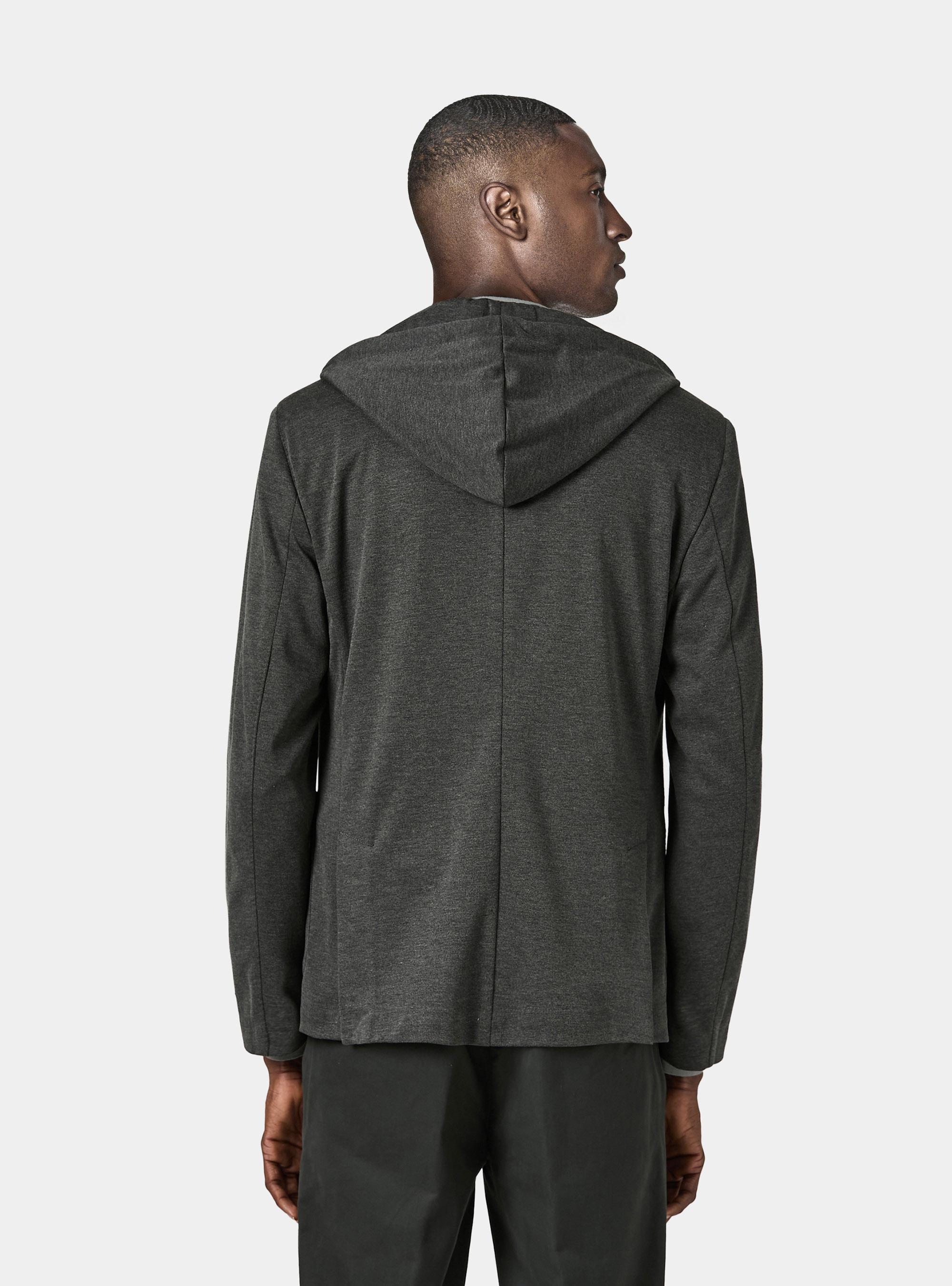 Giacca jersey con cappuccio removibile, GRIGIO SCURO 0125C