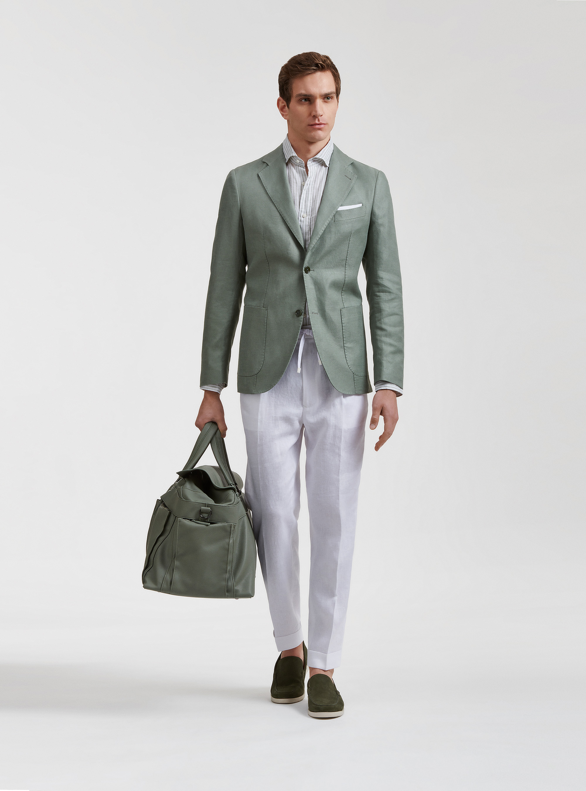 Linen and cotton blazer, SALVIA 0602C