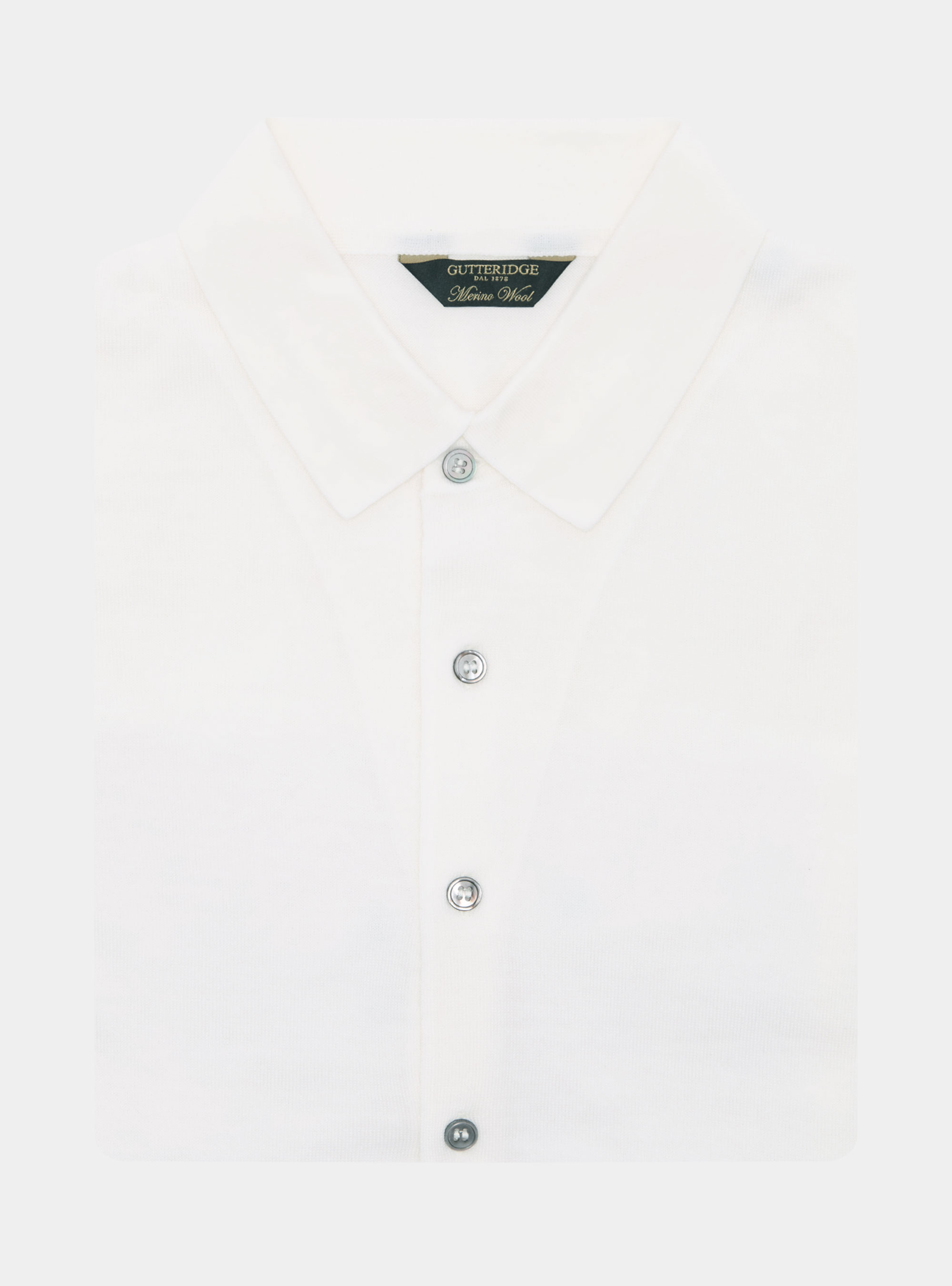 Polo camicia in maglia lana merino extrafine, BIANCO