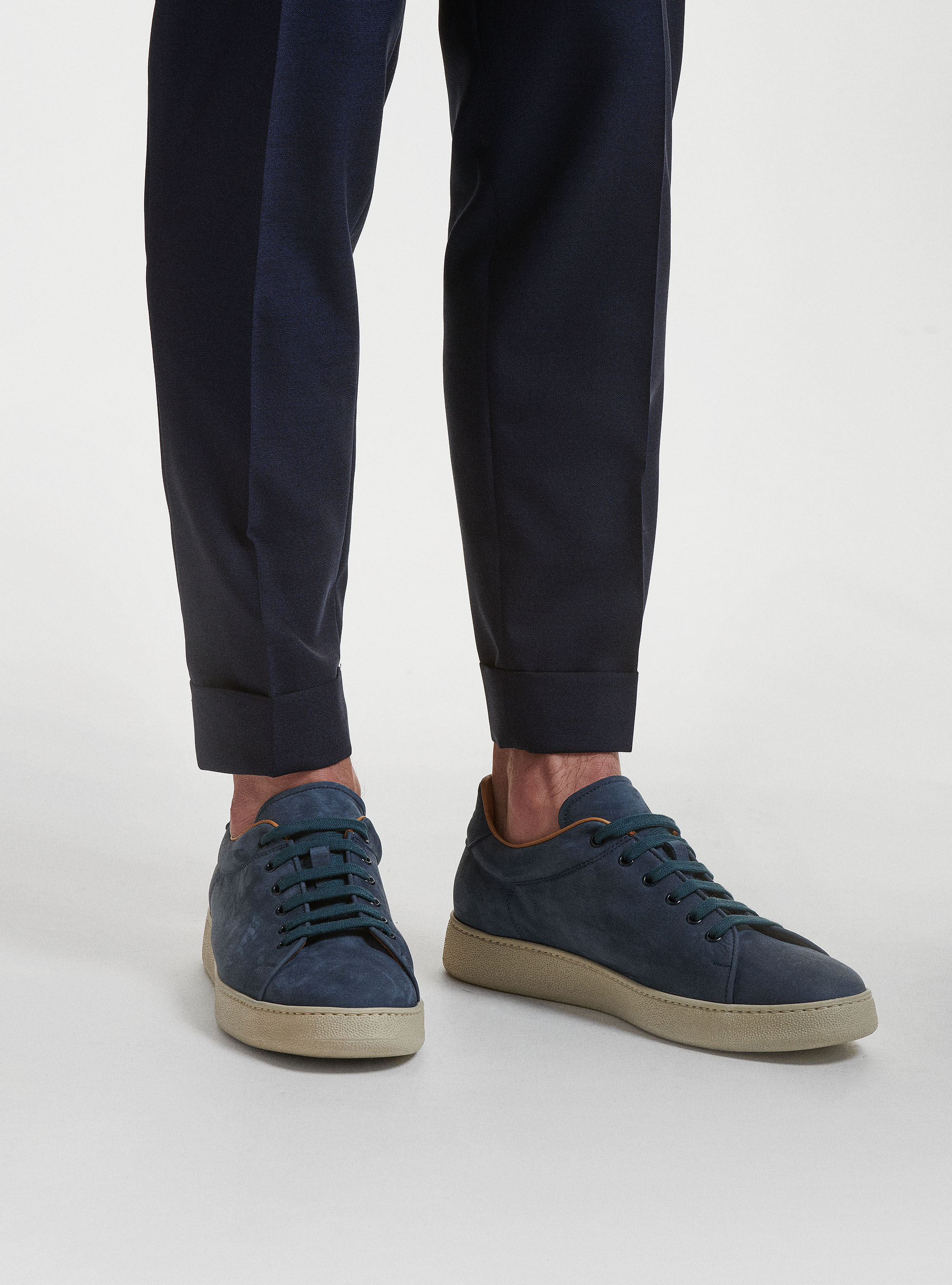 Pantaloni con pince in pura lana Vitale Barberis Canonico, BLU NAVY