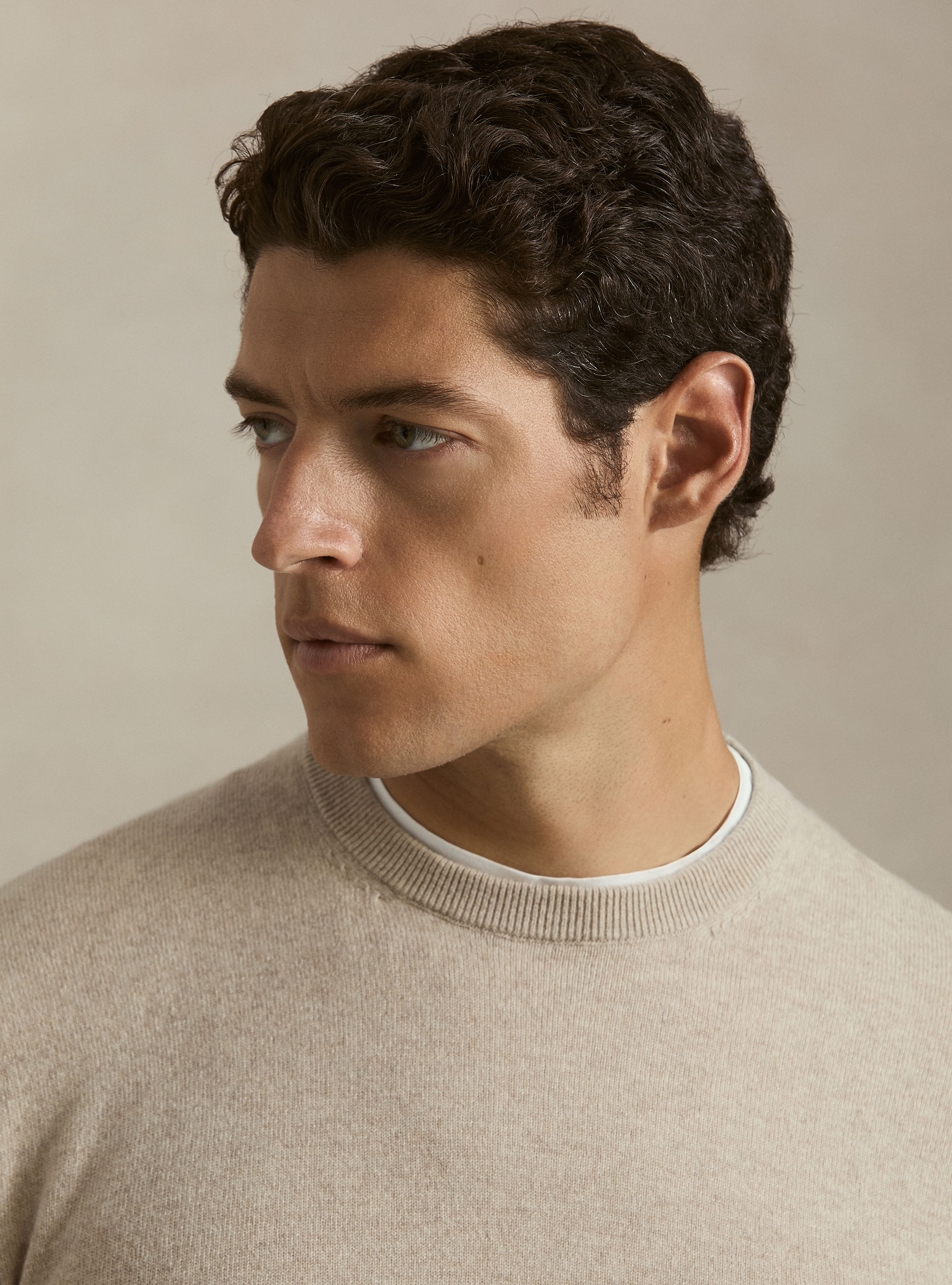 Girocollo in maglia in lambswool cashmere, ECRU