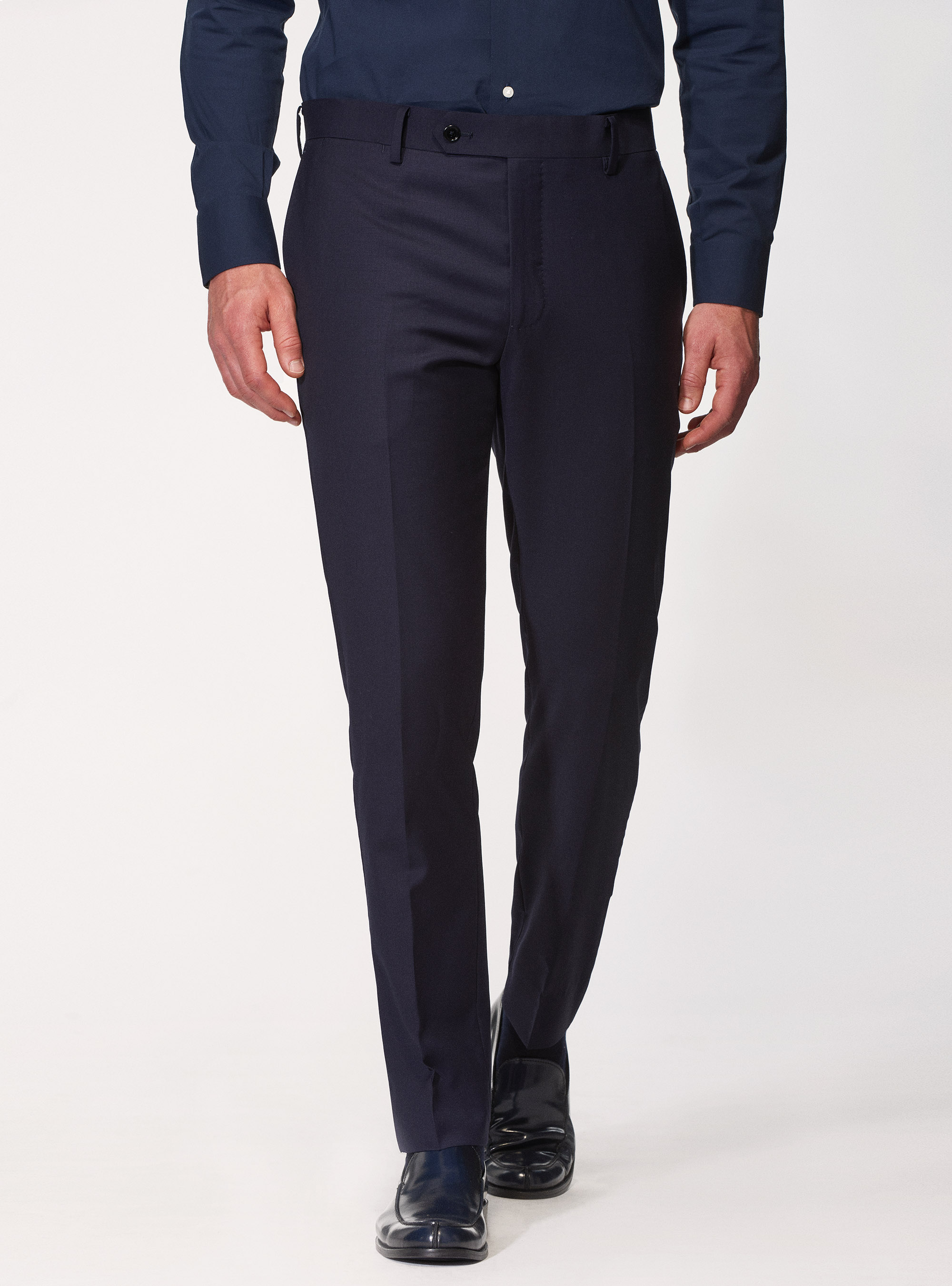 Pantaloni per abito in pura lana superfine 120's, BLU NAVY
