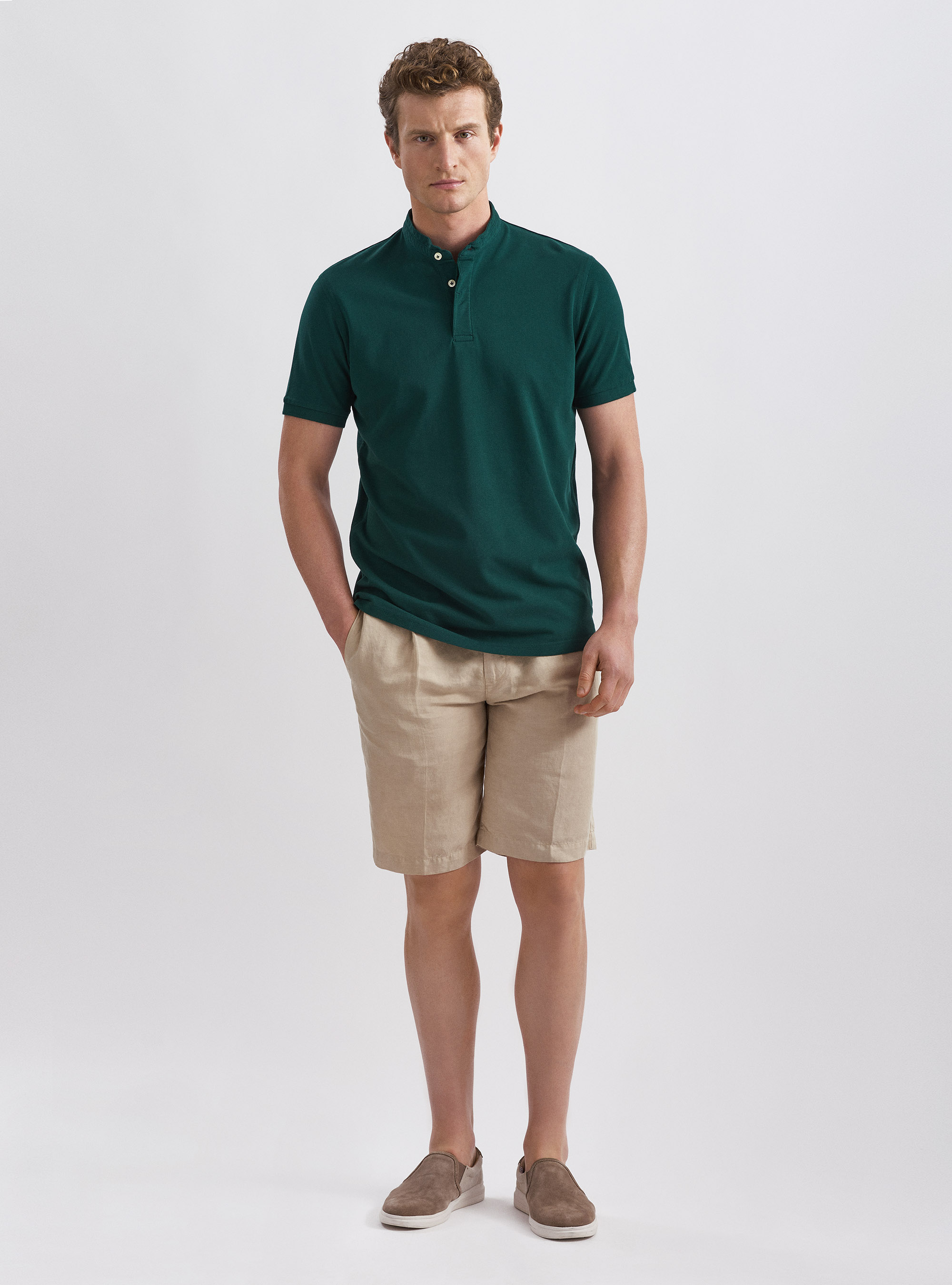 Cuello de polo 100% algod&oacute;n, VERDE OLIVA