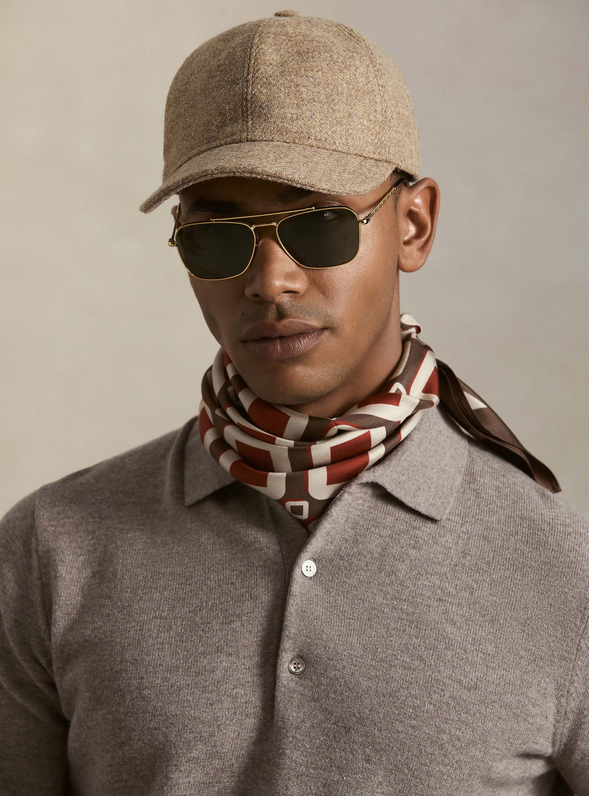 Maglia a polo in lana e cashmere, TORTORA 0542C