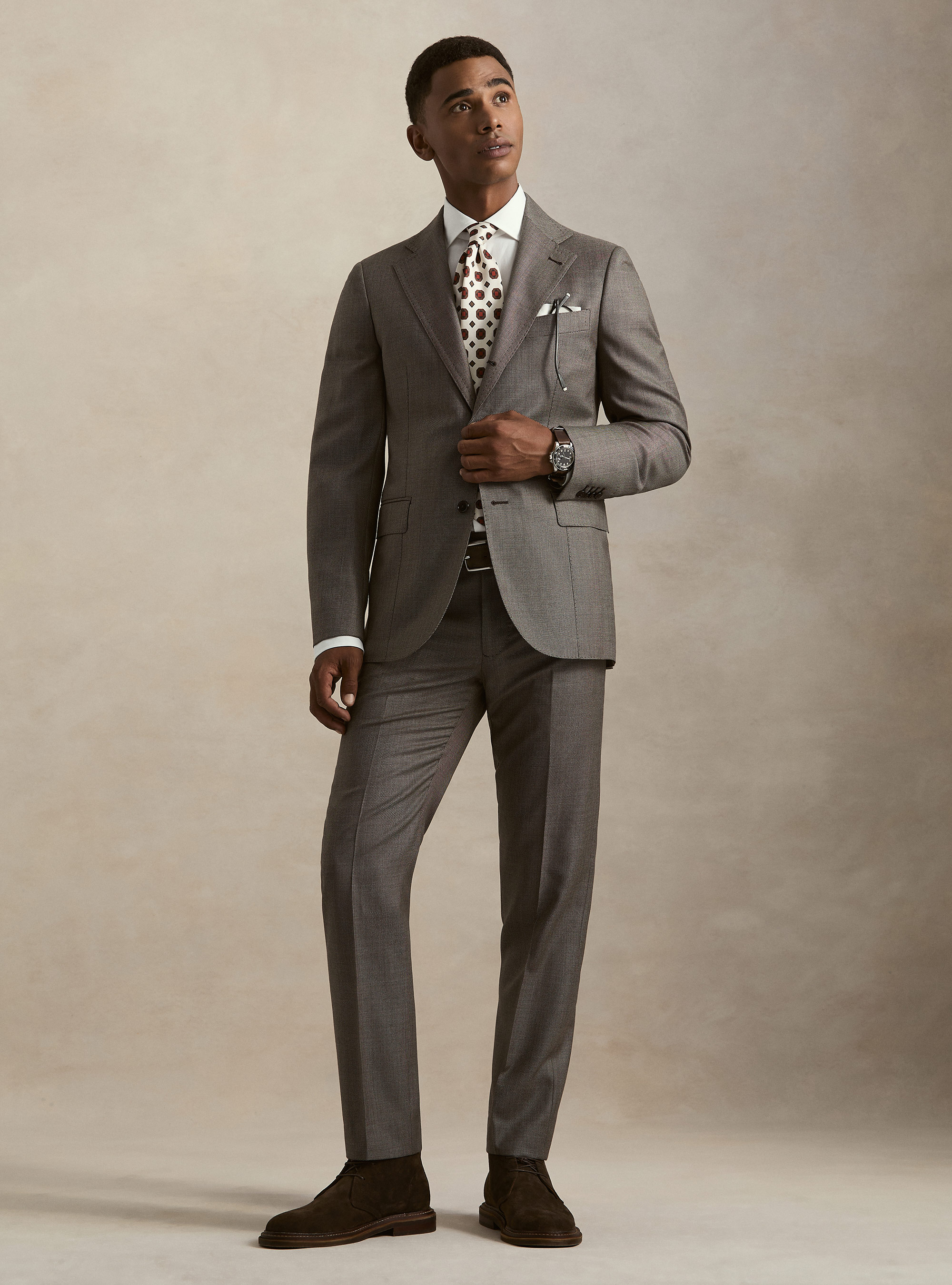 Abito in pura lana occhio di pernice marrone Vitale Barberis Canonico, 