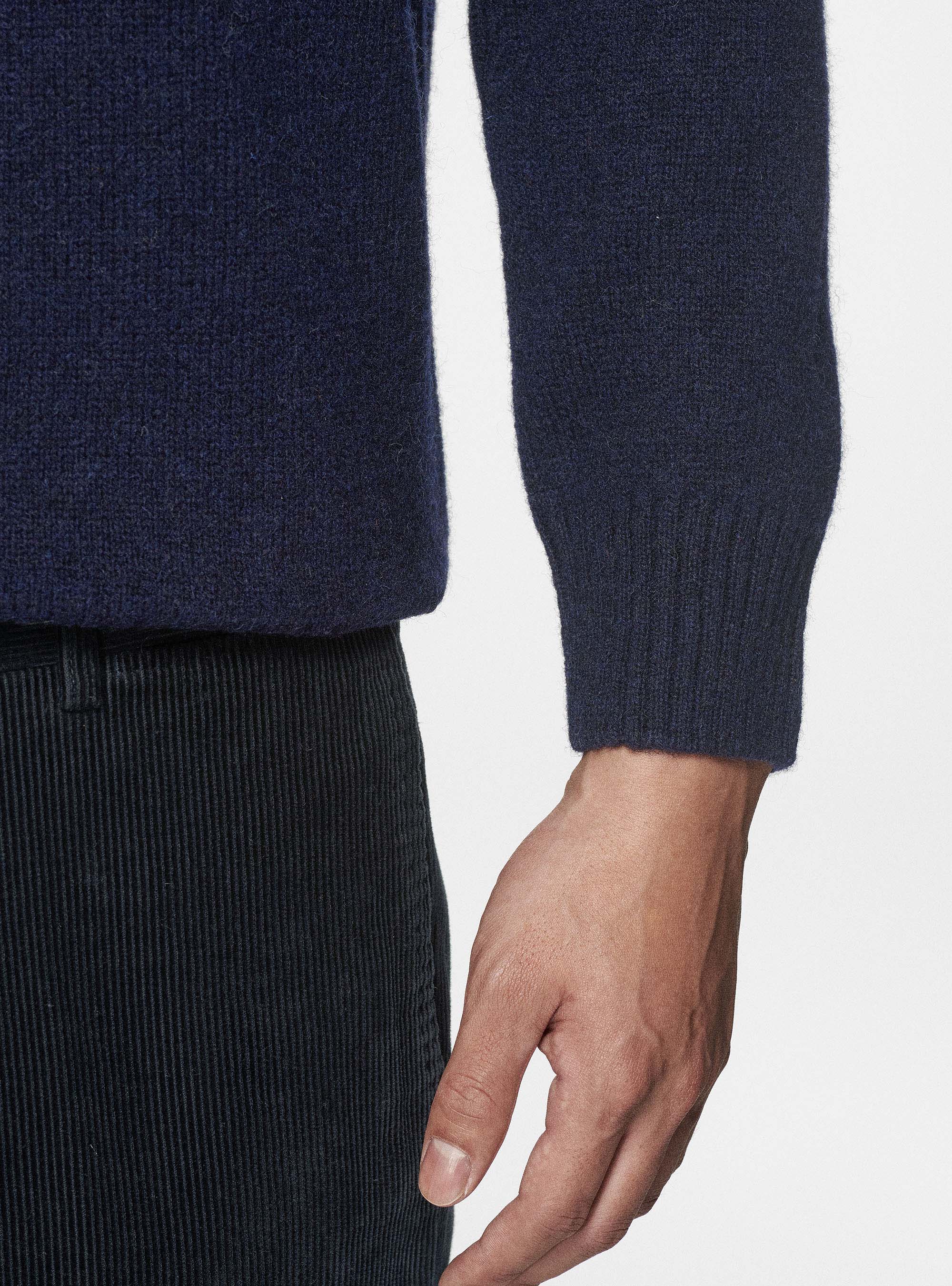 Maglia girocollo in lana shetland, BLU NAVY