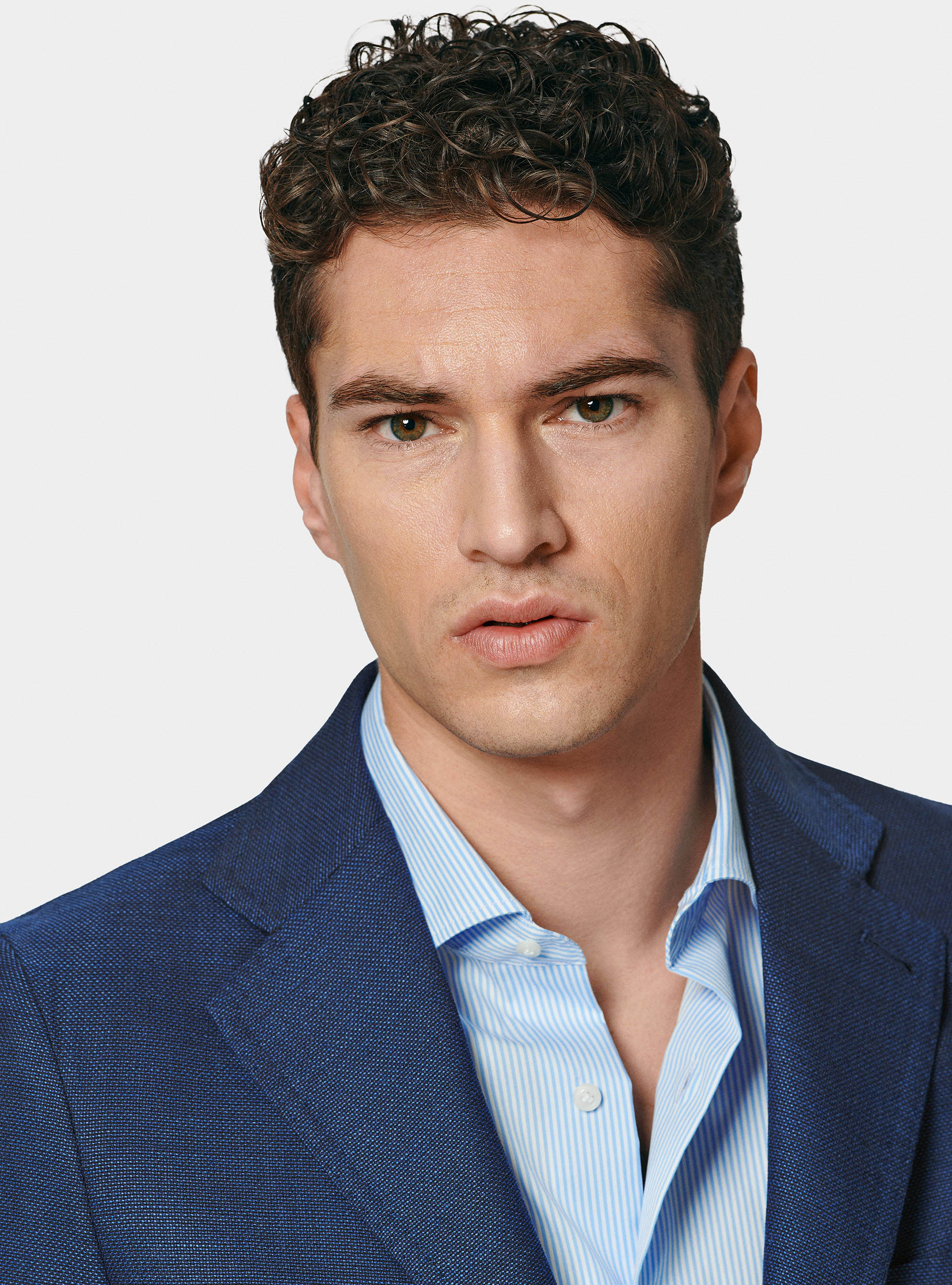 Micro-textured pure wool blazer, BLUE