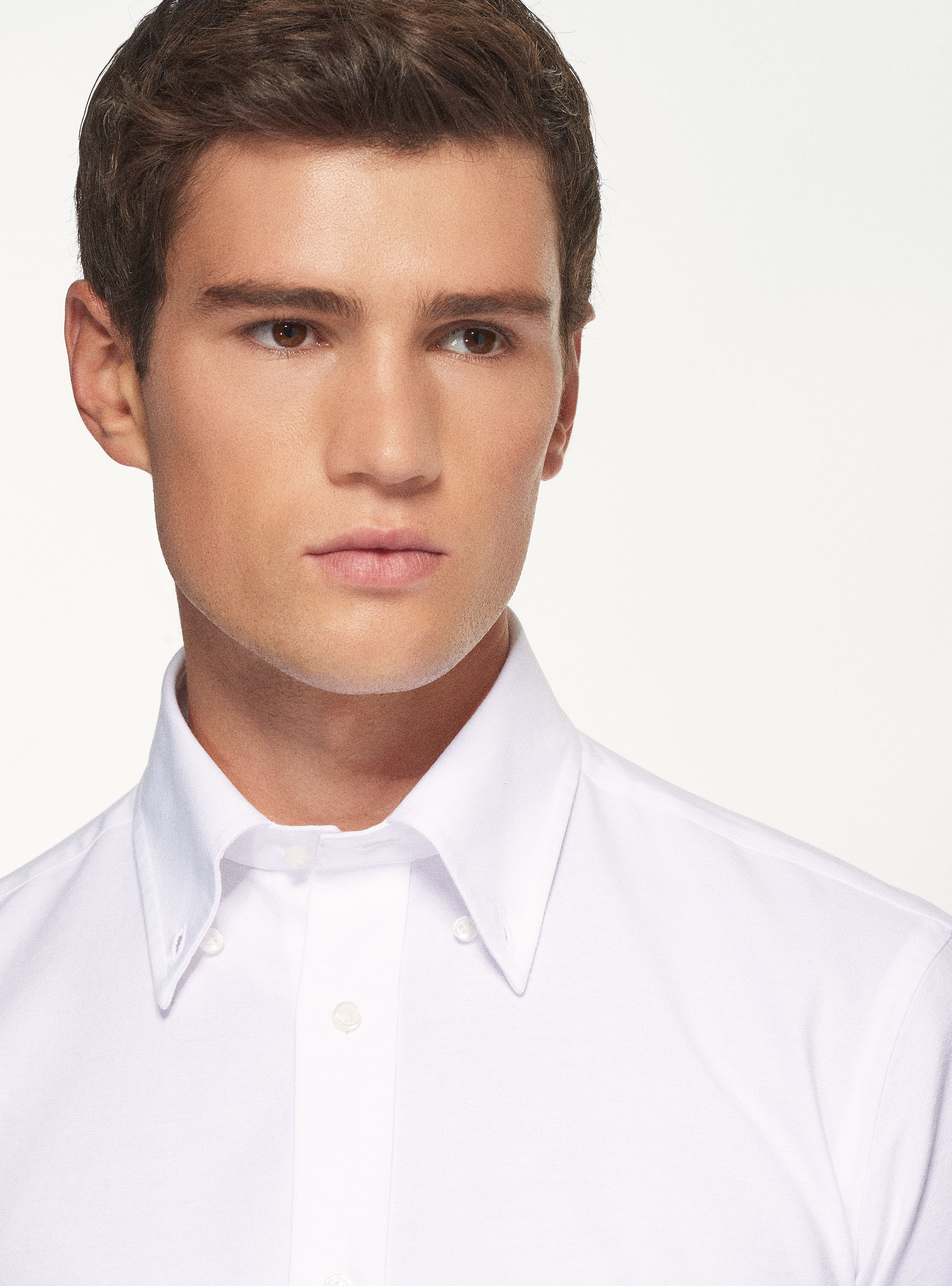 Camicia collo button down in cotone oxford lavato, BIANCO