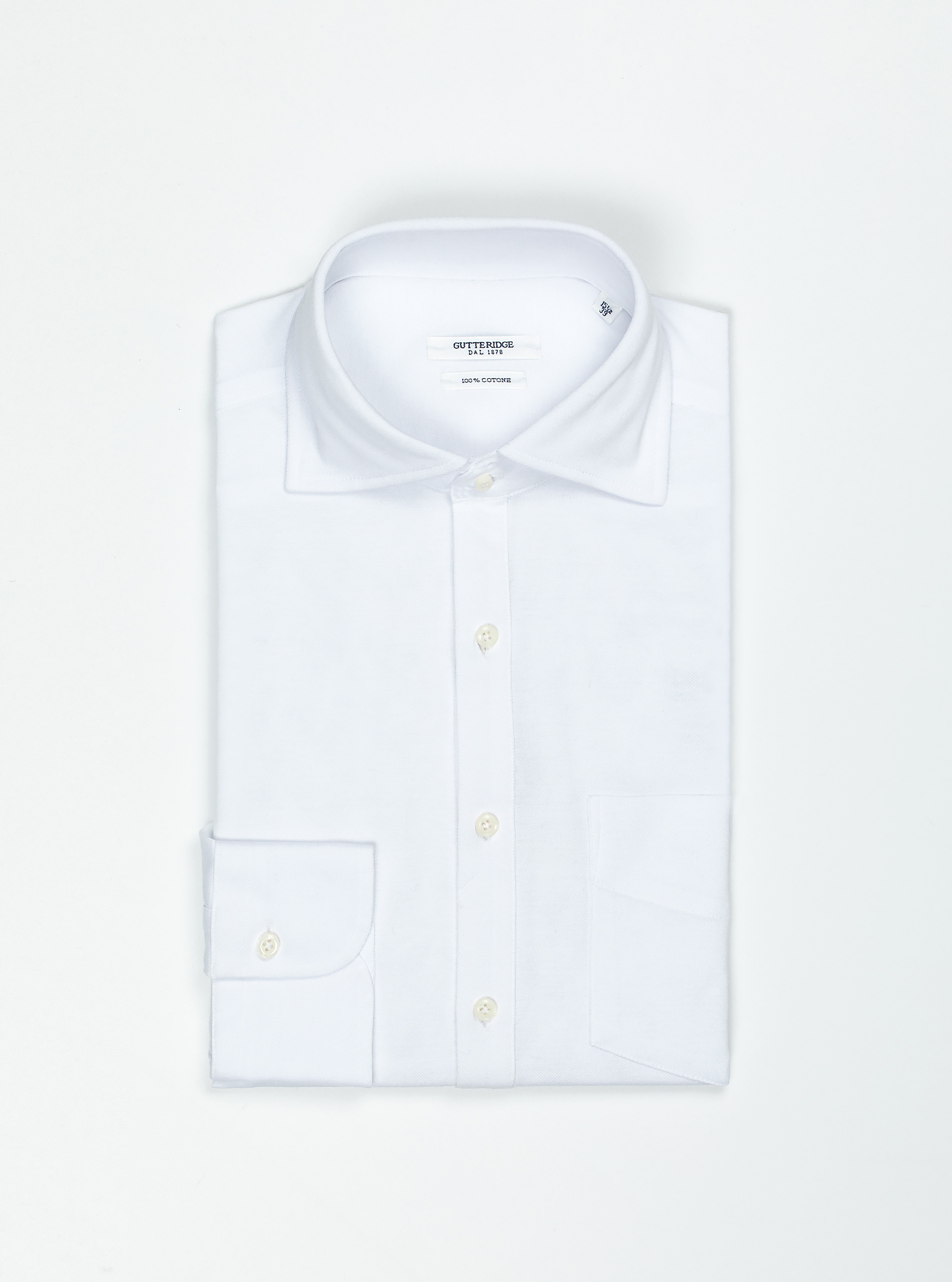Camicia con collo francese in piquet di cotone