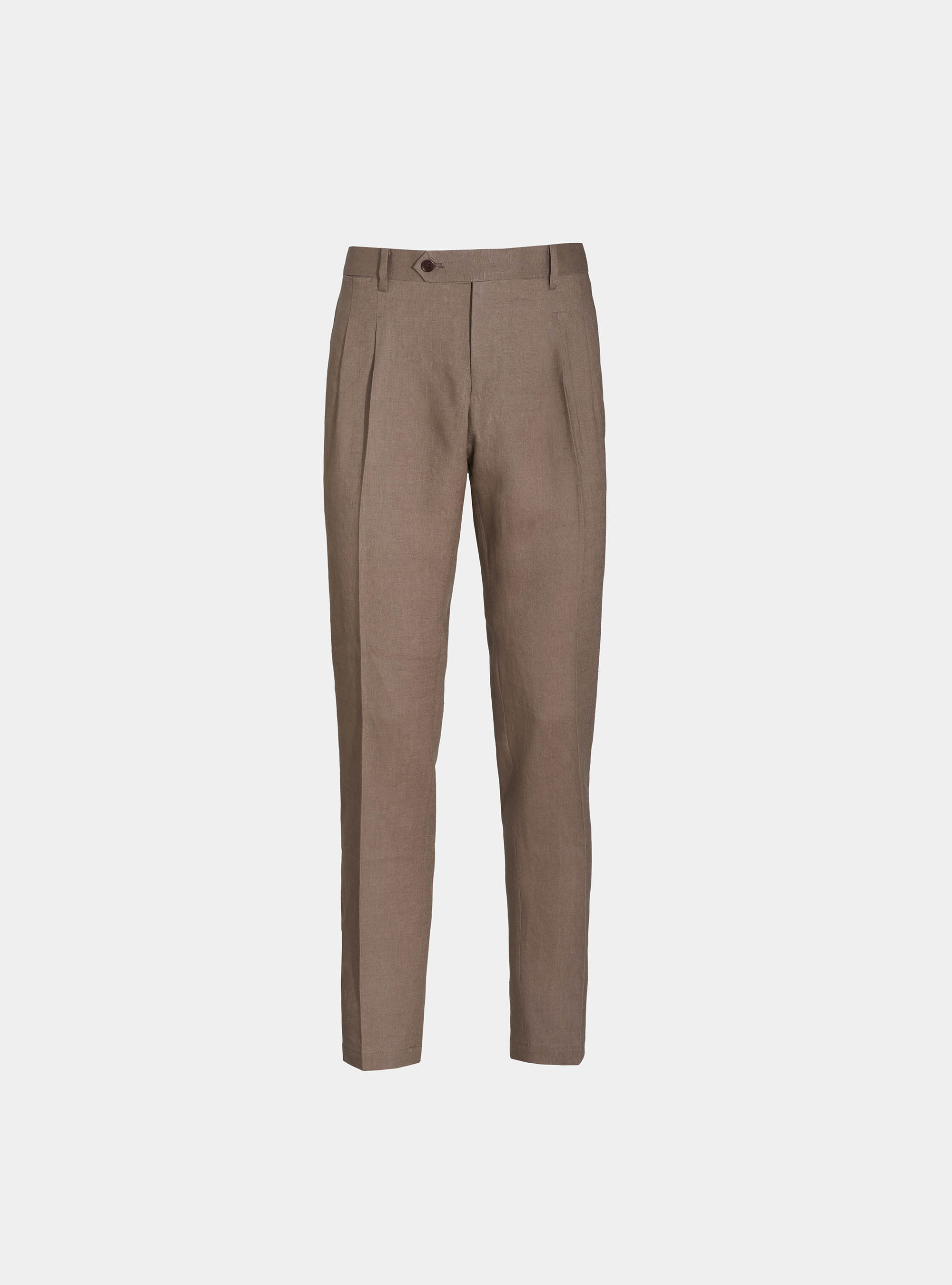Pantaloni per abito in puro lino, FANGO