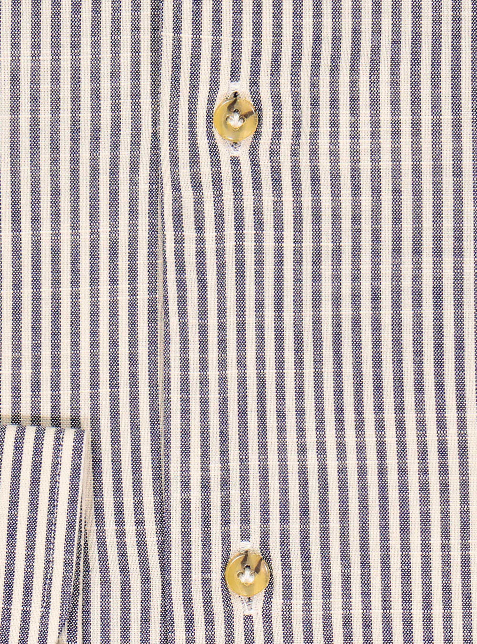 Raw striped cotton french collar shirt, NAVY BLUE