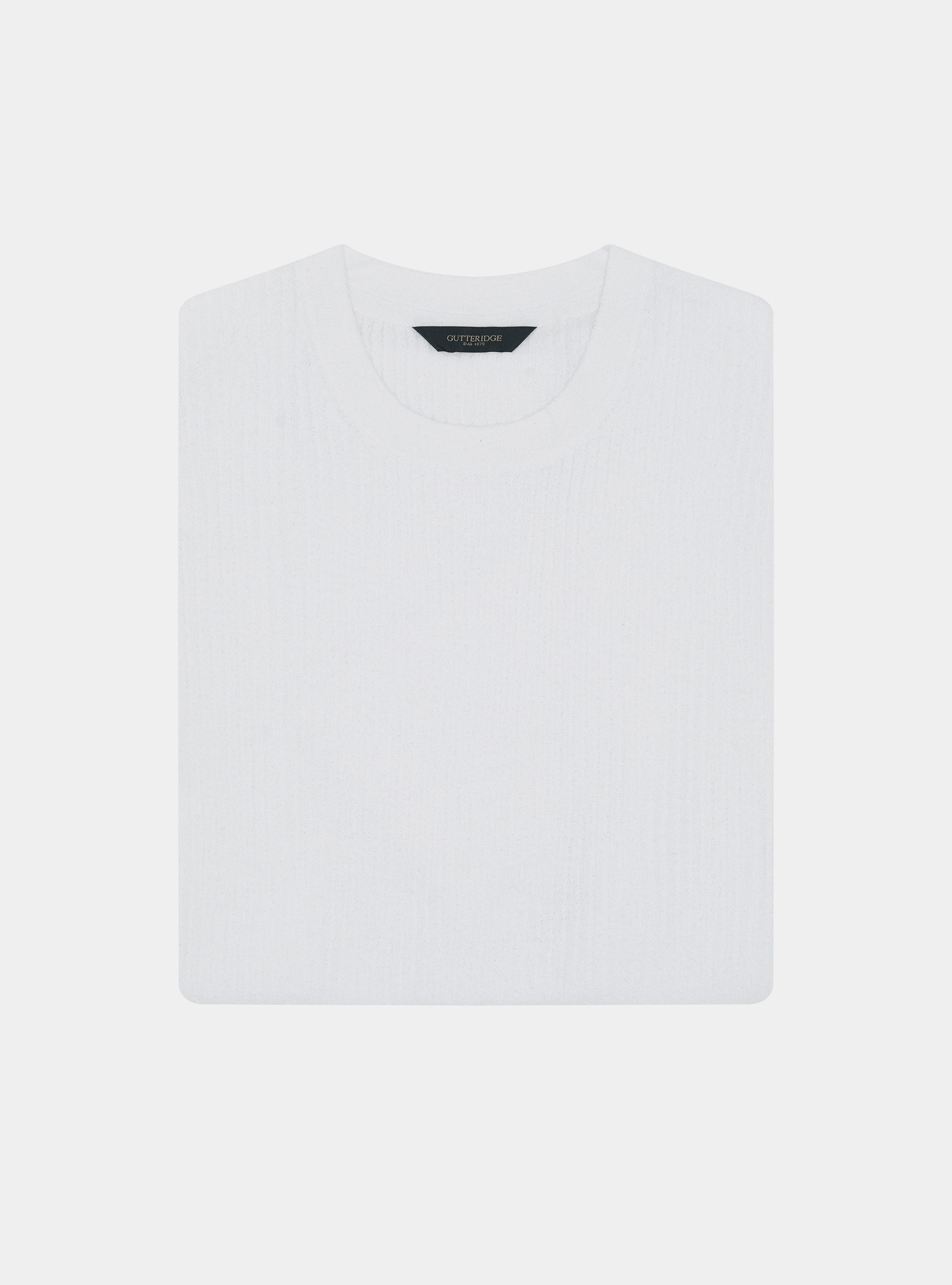 Girocollo in maglia boucl&egrave; a costina, BIANCO