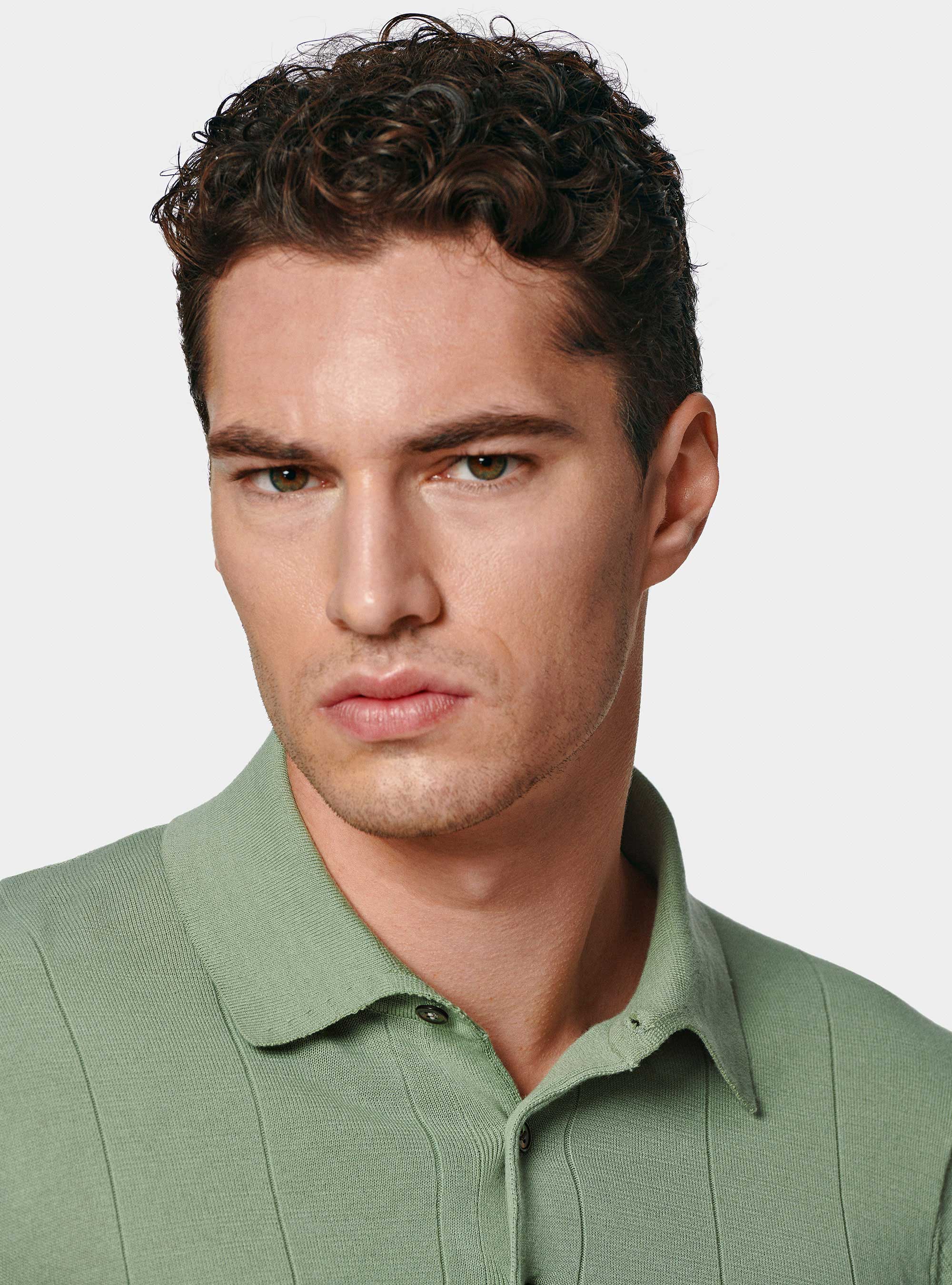 Polo in maglia manica lunga, SALVIA 0602C