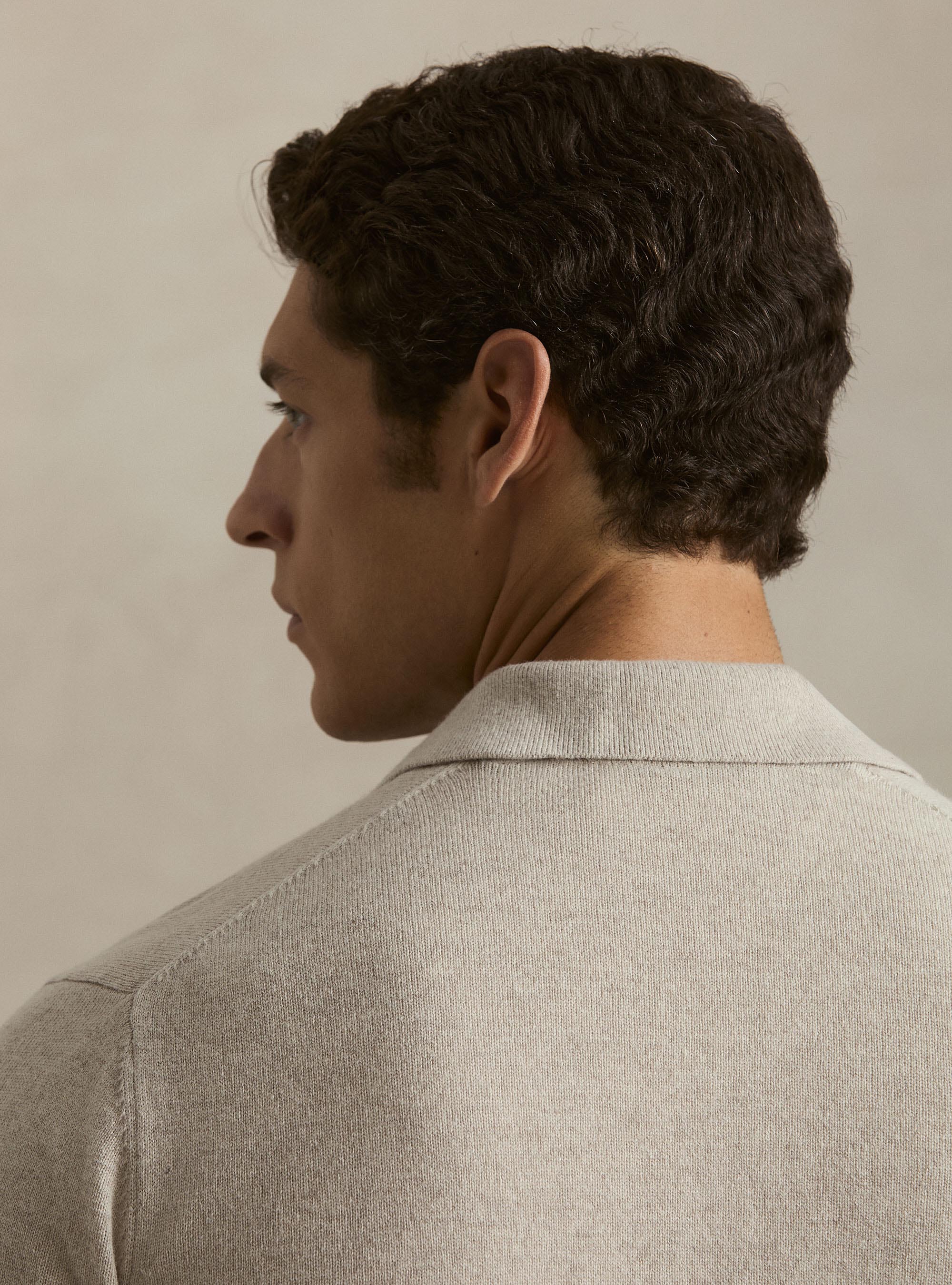 Maglia a polo in lana e cashmere, ECRU